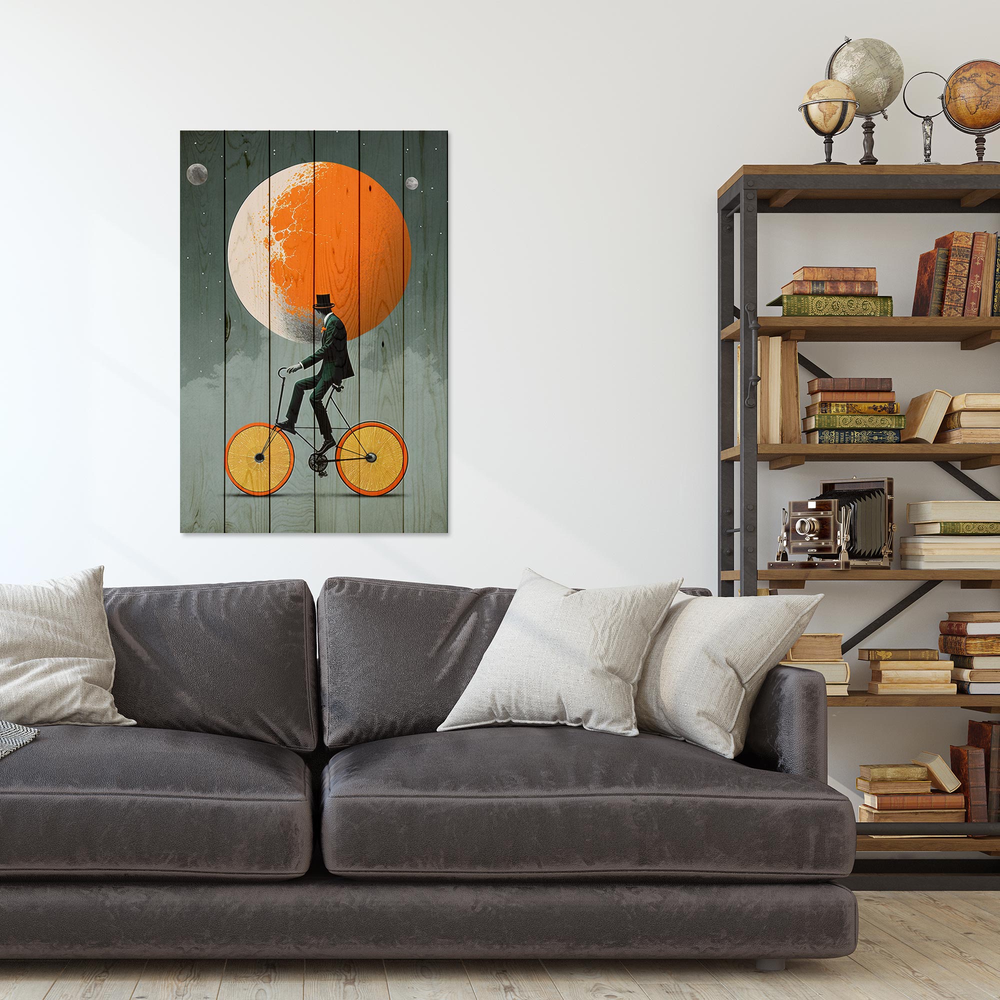 Obraz Wood Vintage orange moon-30x30 cm