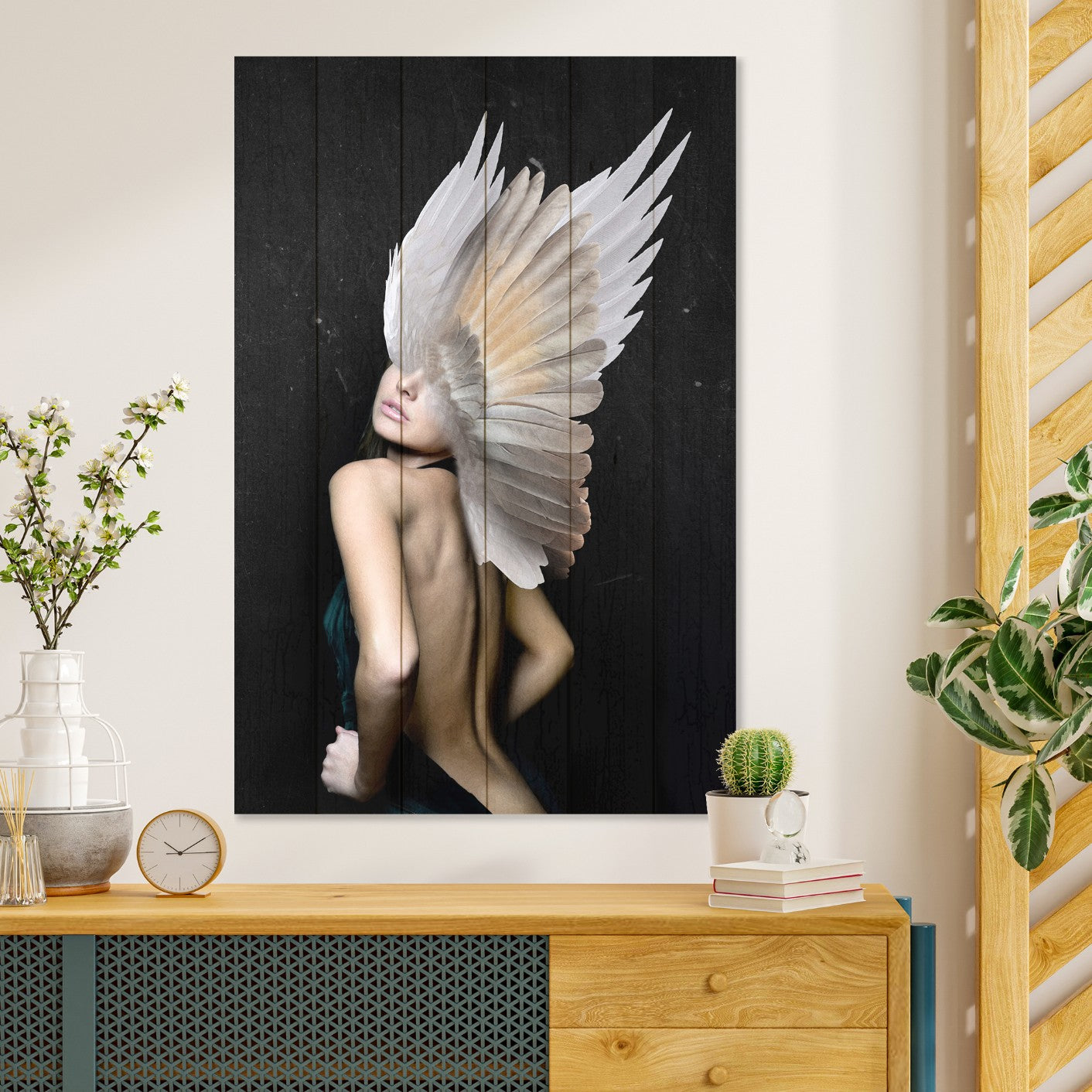 Obraz Wood Woman with White Wings-40x60 cm
