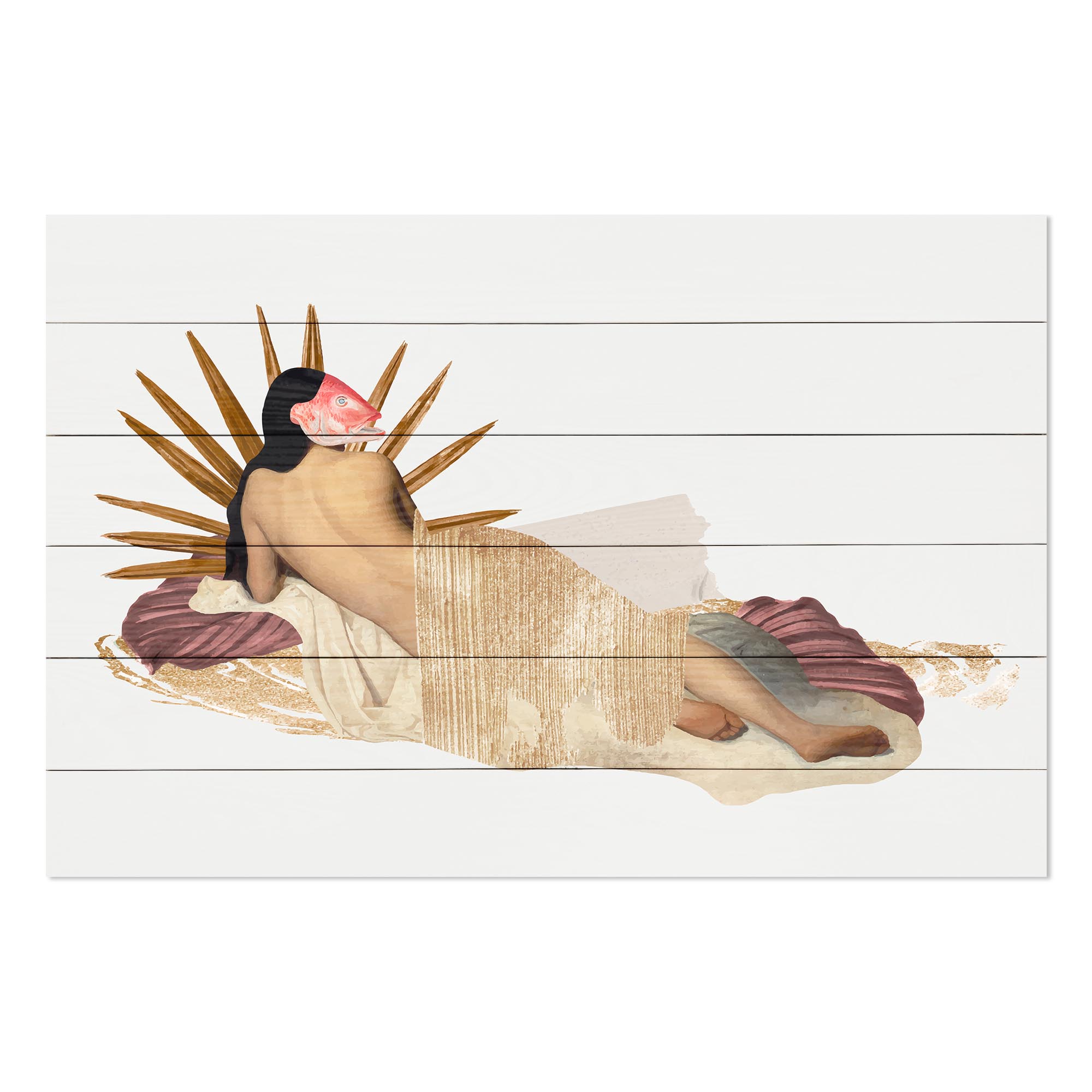 Obraz Wood Woman With Fish Mask-50x70 cm