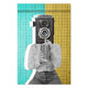Obraz Wood Žena s vintage fotoaparátem-50x70 cm