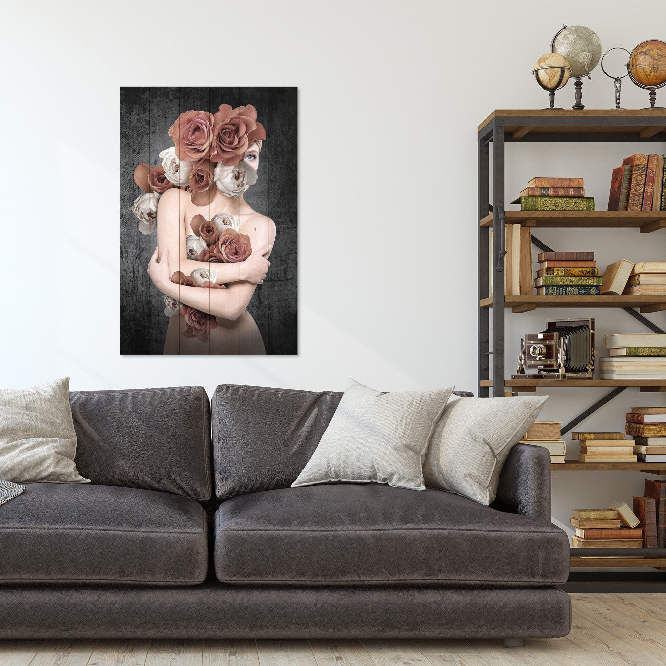 Wood Picture Woman in Flowers-40x60 cm