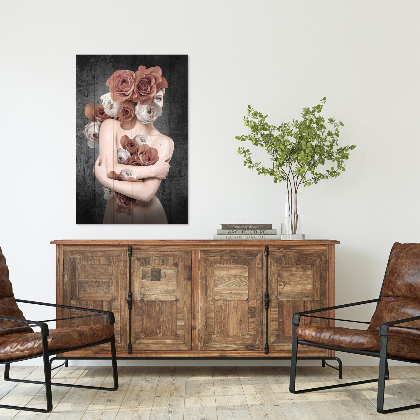 Wood Picture Woman in Flowers-40x60 cm