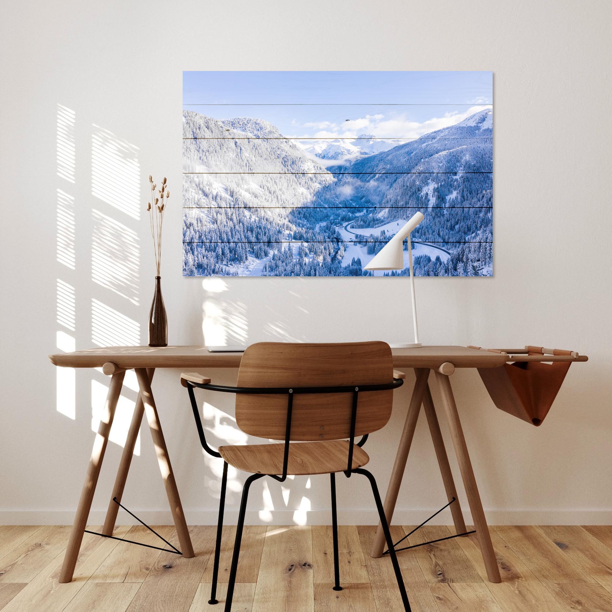 Wood Picture Winter Mountain Landscape-40x60 cm