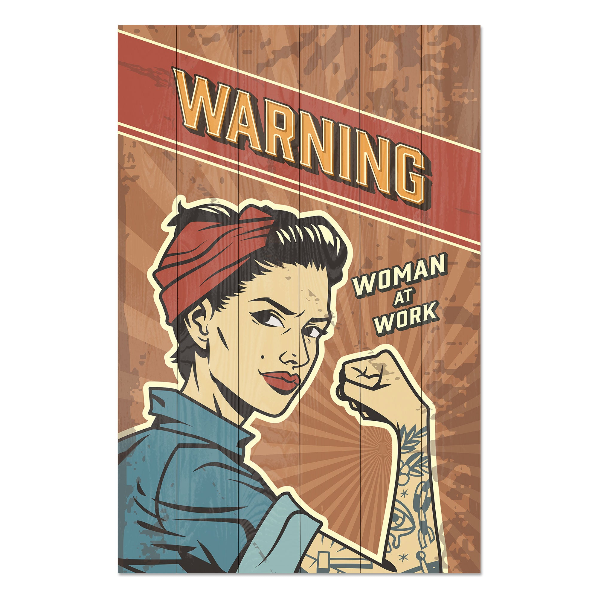 Wood Picture Warning-30x40 cm