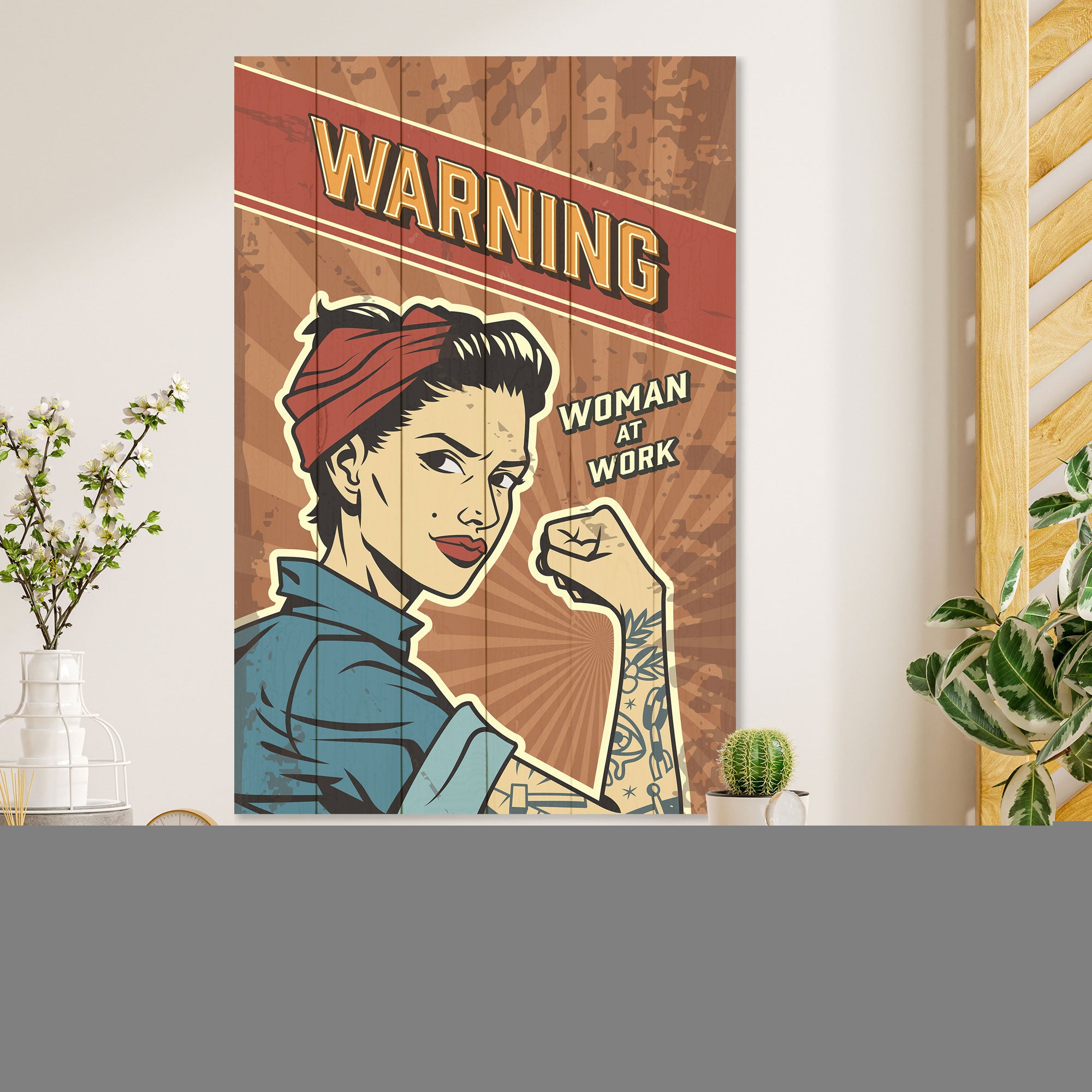 Wood Picture Warning-50x70 cm