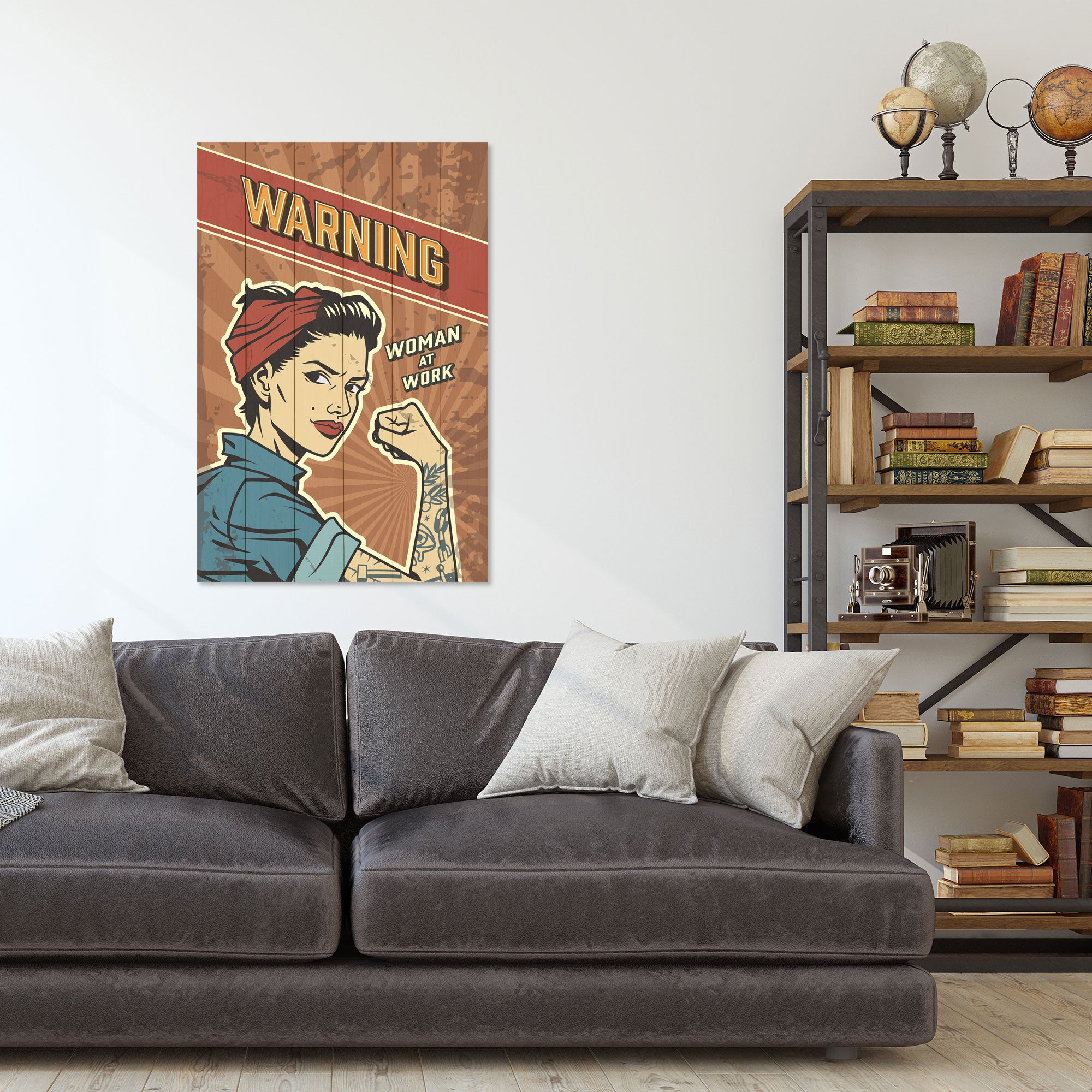 Wood Picture Warning-50x70 cm