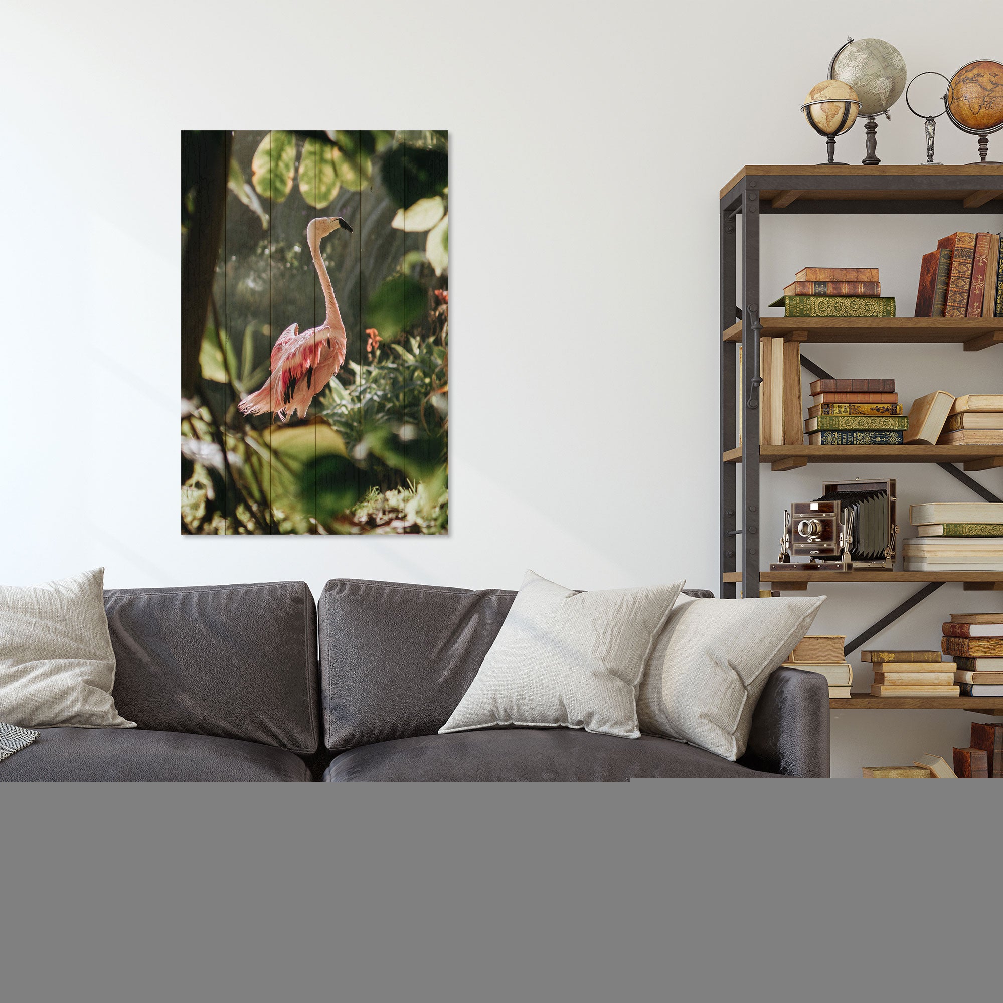 Wood Picture Tropical Flamingo-70x90 cm