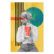 Obraz Wood Vintage Woman with Drink-20x30 cm