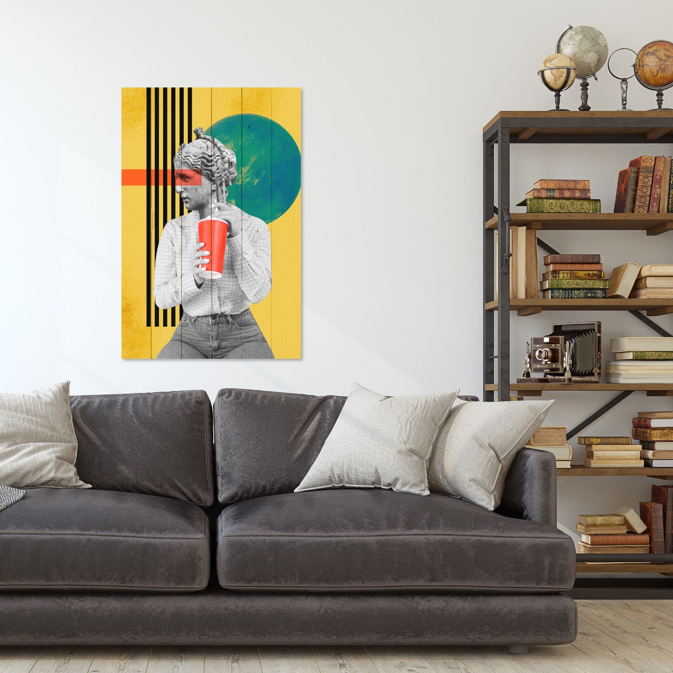Obraz Wood Vintage Woman with Drink-20x30 cm