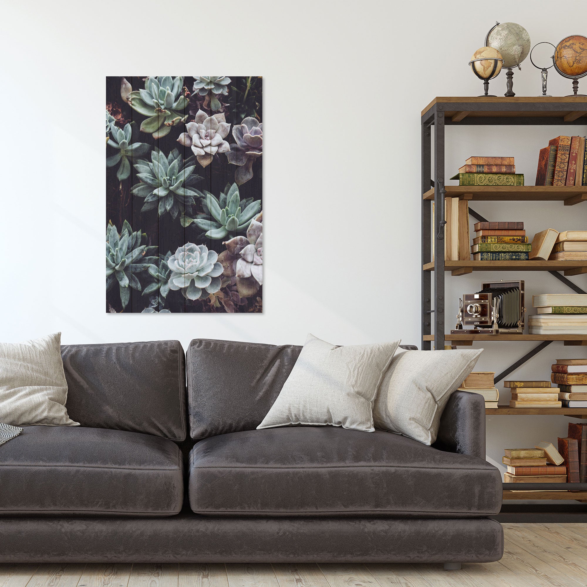 Obraz Wood Succulents-20x30 cm