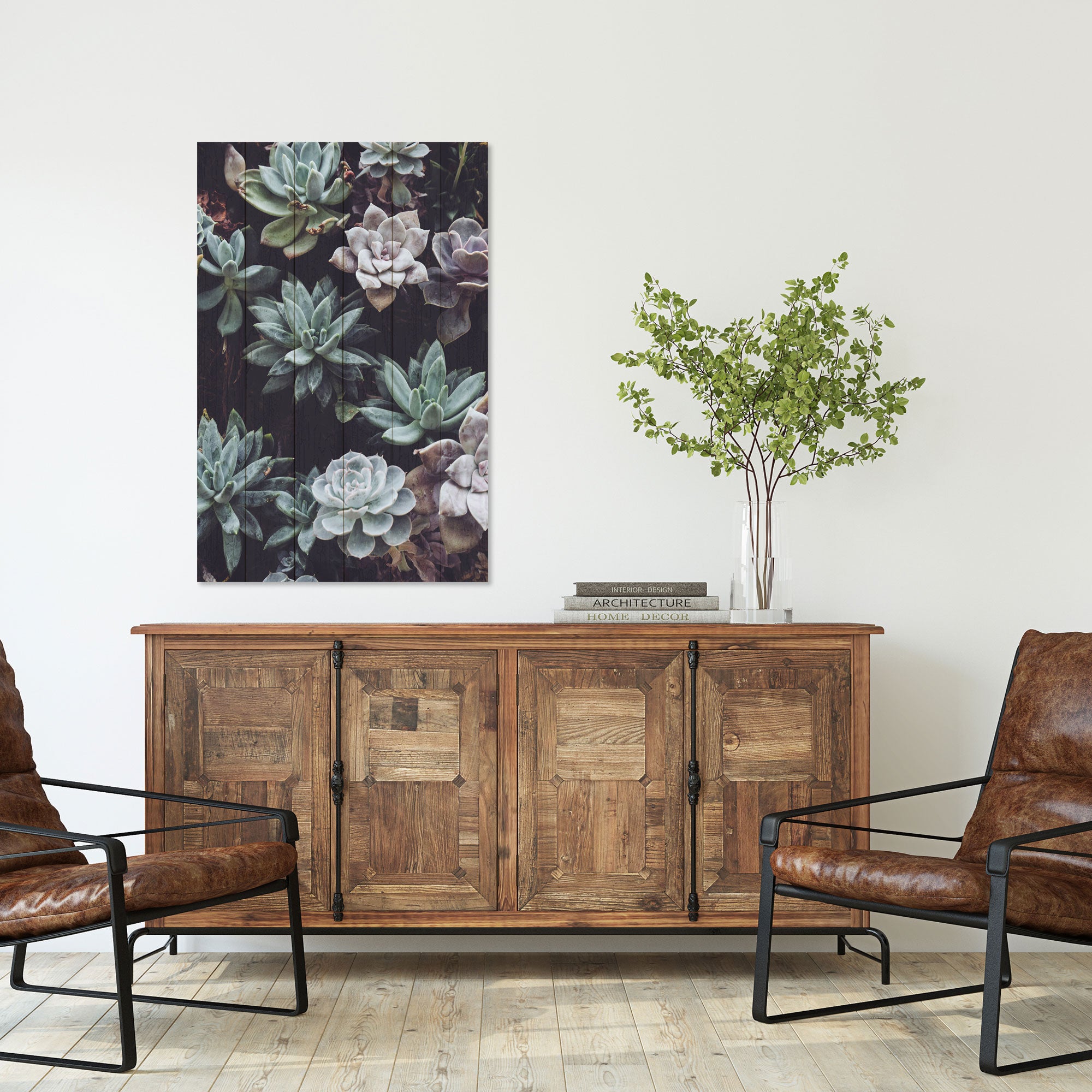 Obraz Wood Succulents