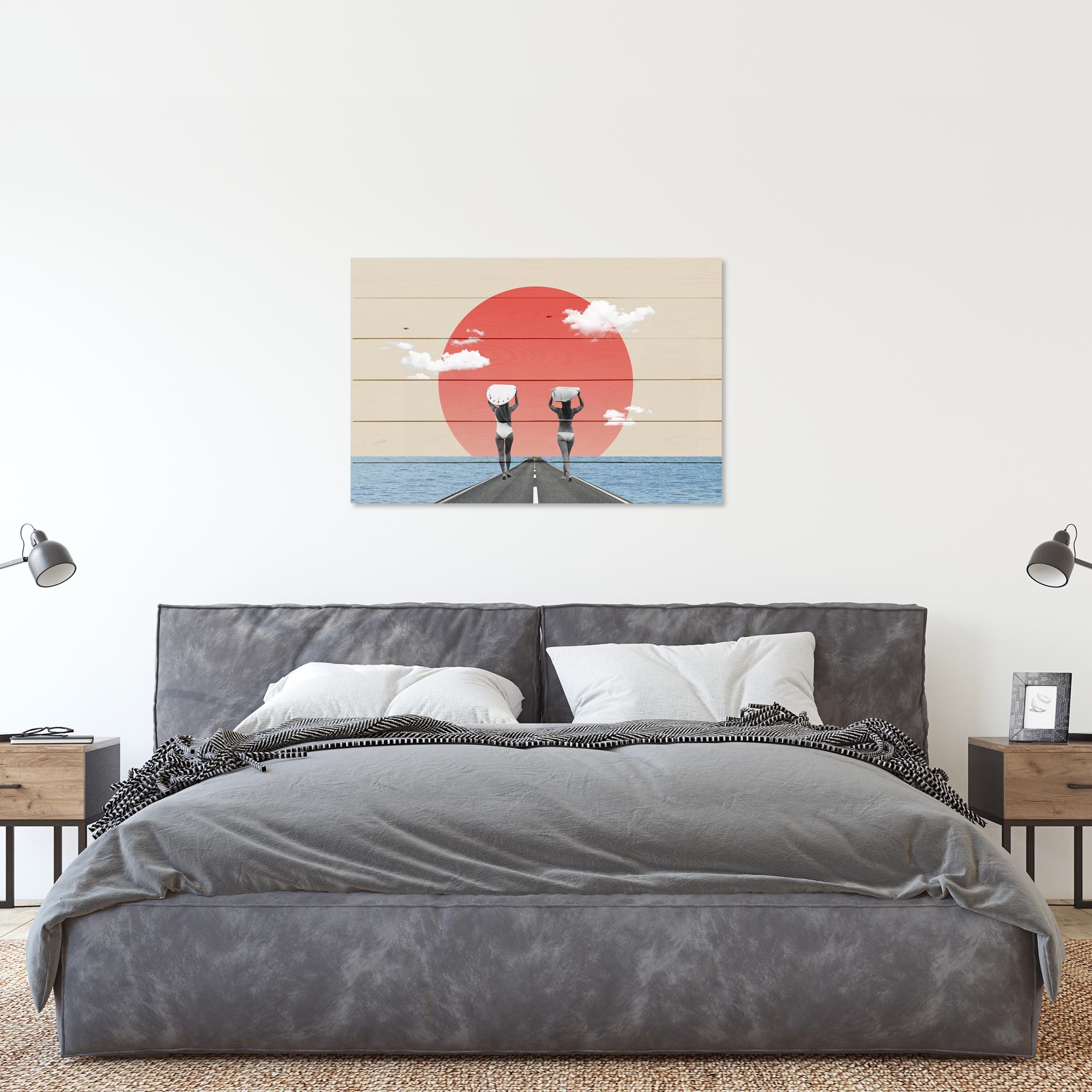 Obraz Wood Vintage koláž Surfers Road-50x70 cm
