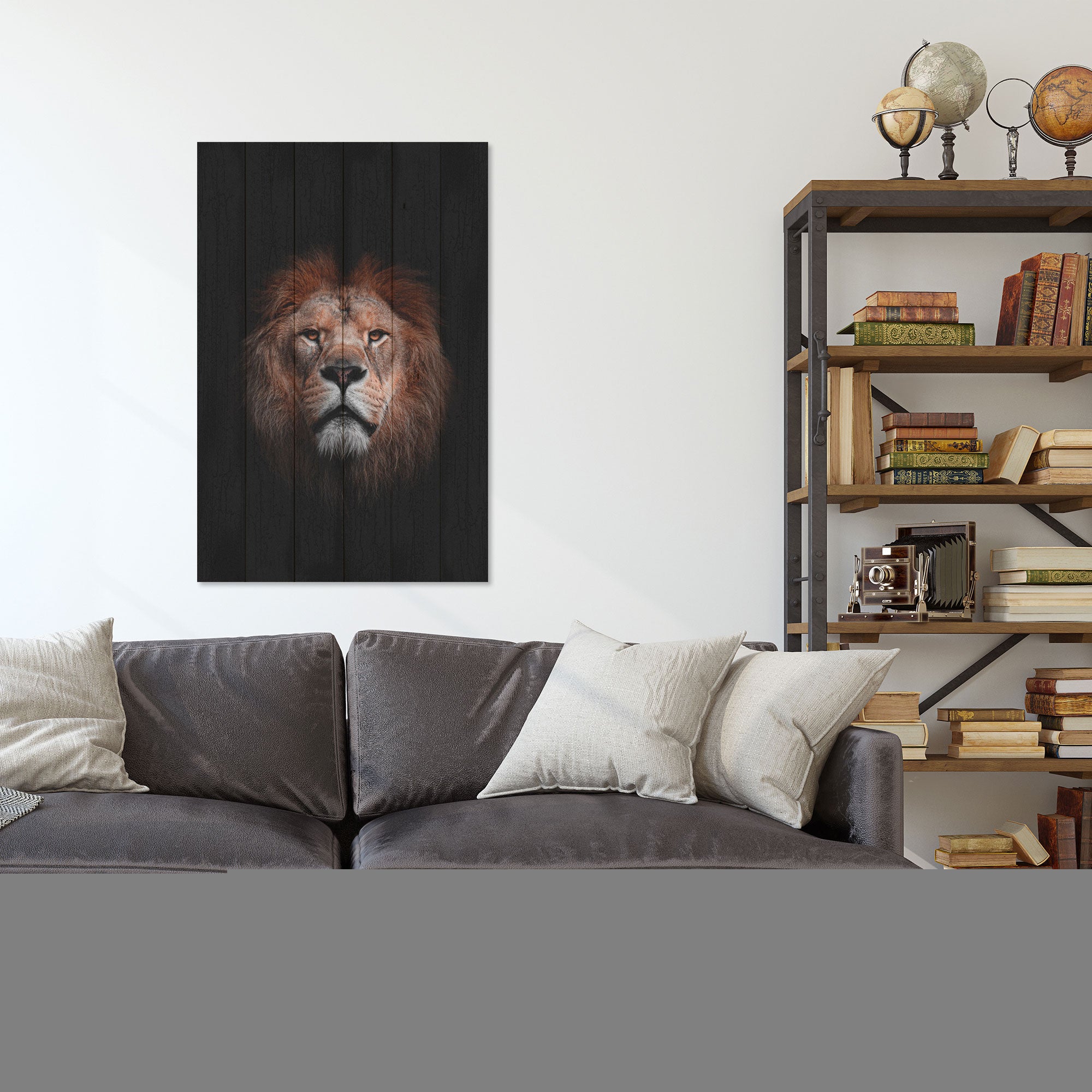 Wood Painting Portrait of a Lion-30x40 cm