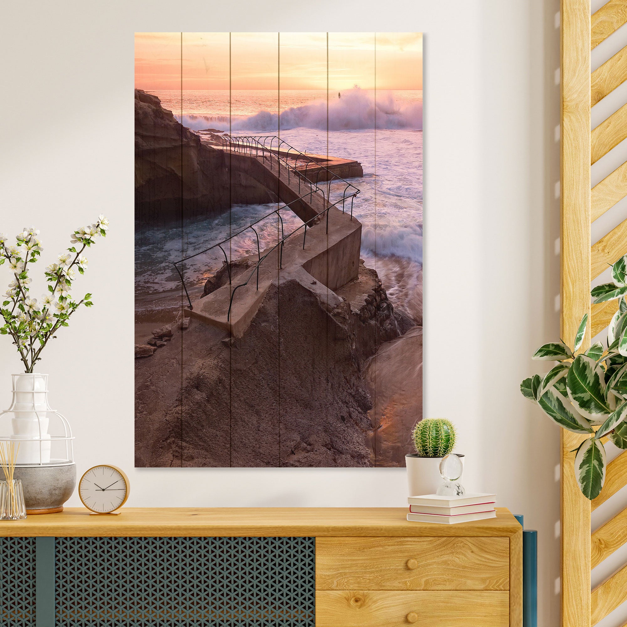 Wood Painting Sea Storm-70x90 cm