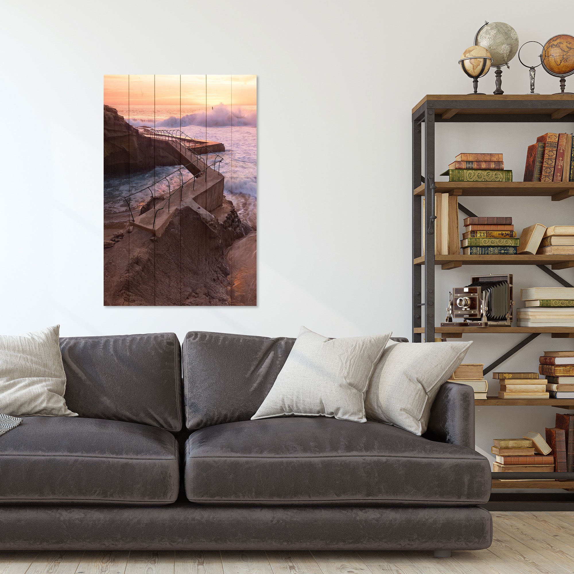 Wood Painting Sea Storm-70x90 cm