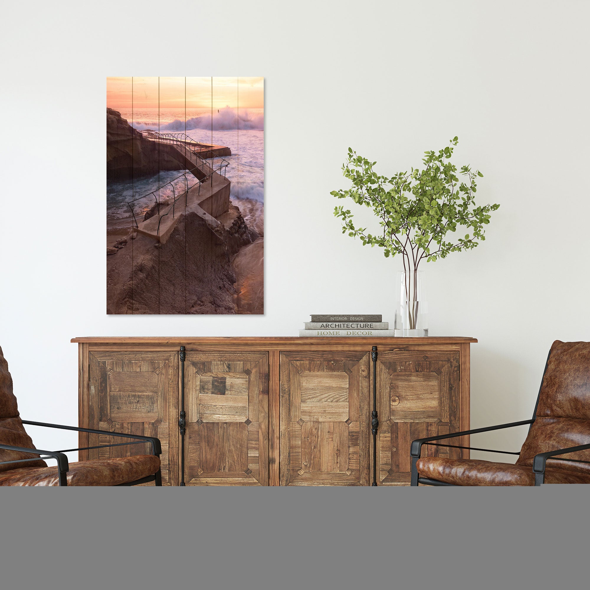 Wood Painting Sea Storm-70x90 cm