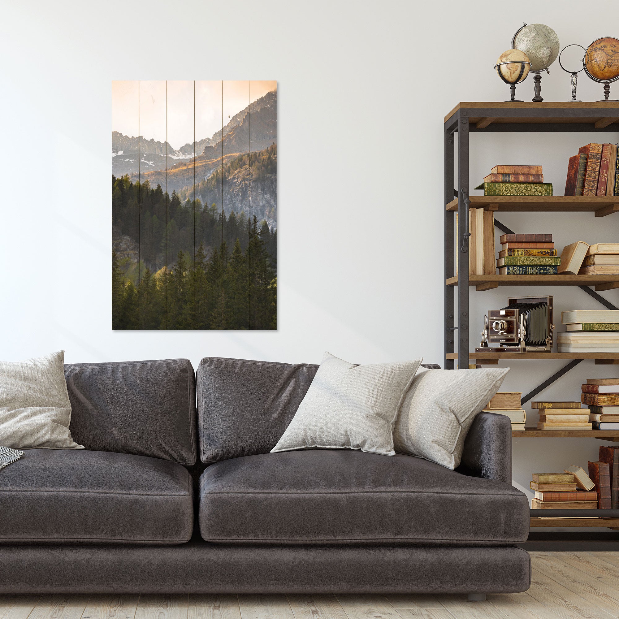 Obraz Wood Stromy v horách-70x90 cm