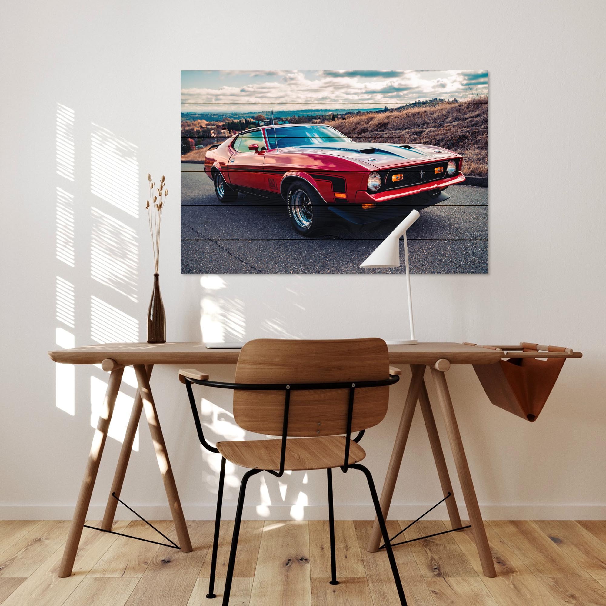 Obraz Wood Červený Mustang-20x30 cm