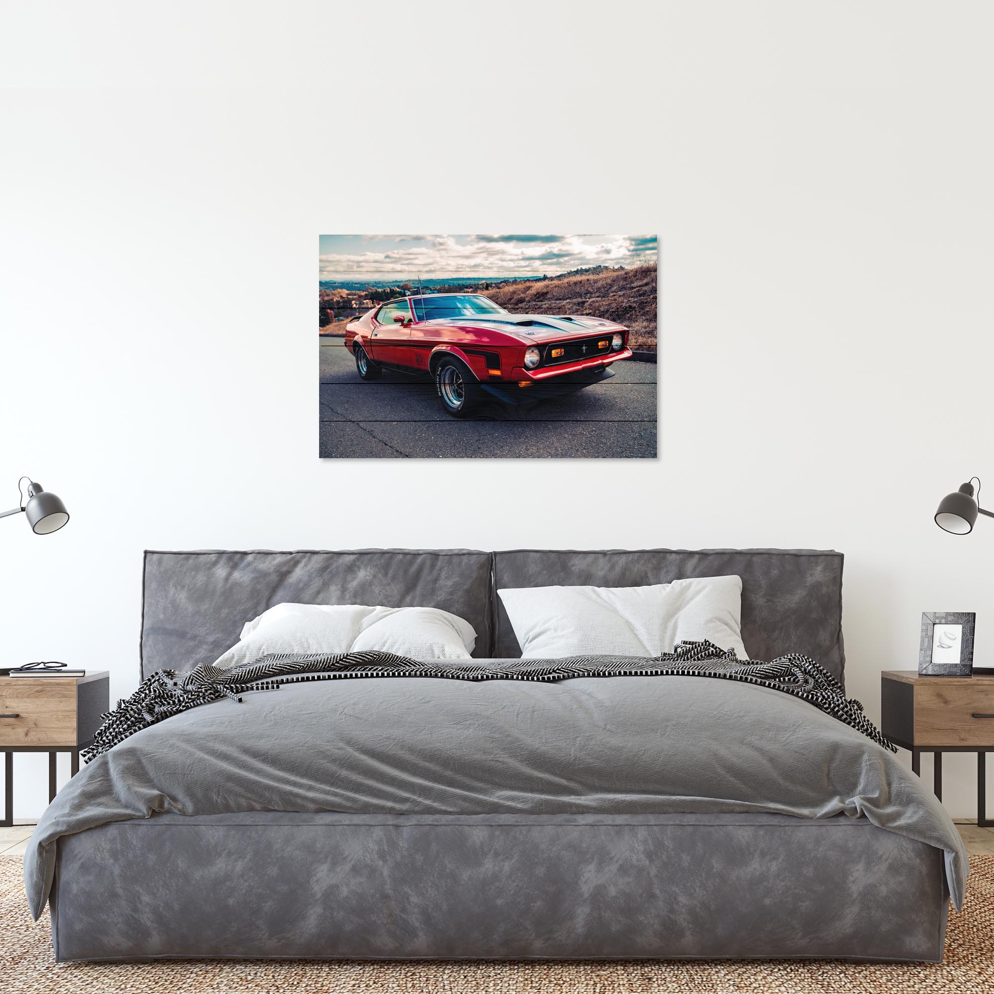 Obraz Wood Červený Mustang-40x60 cm