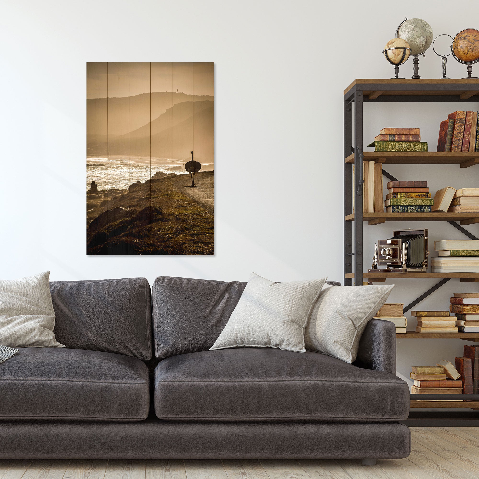 Obraz Wood Pštros na Pobřeží-30x40 cm