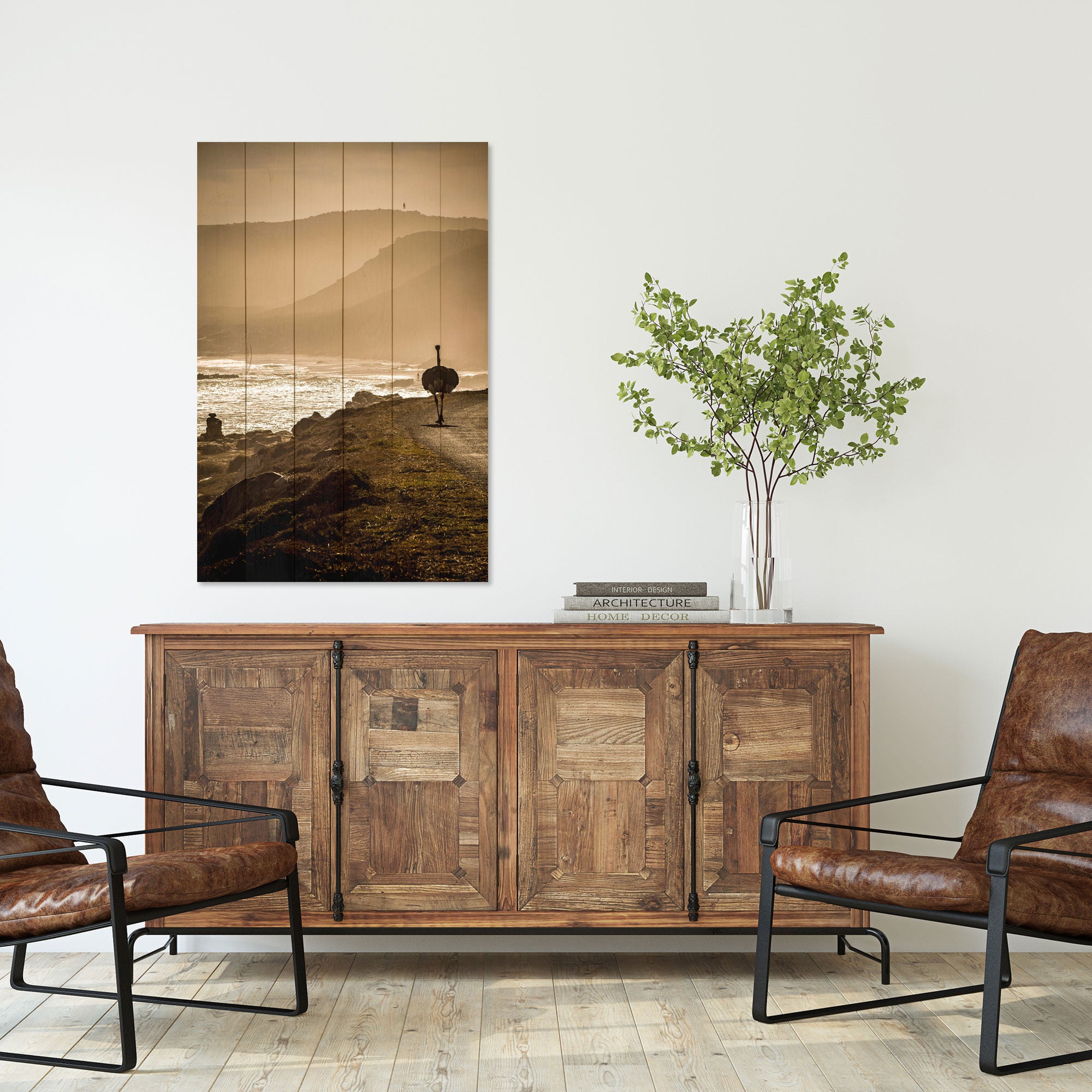 Wood Picture Ostrich on the Coast-20x30 cm