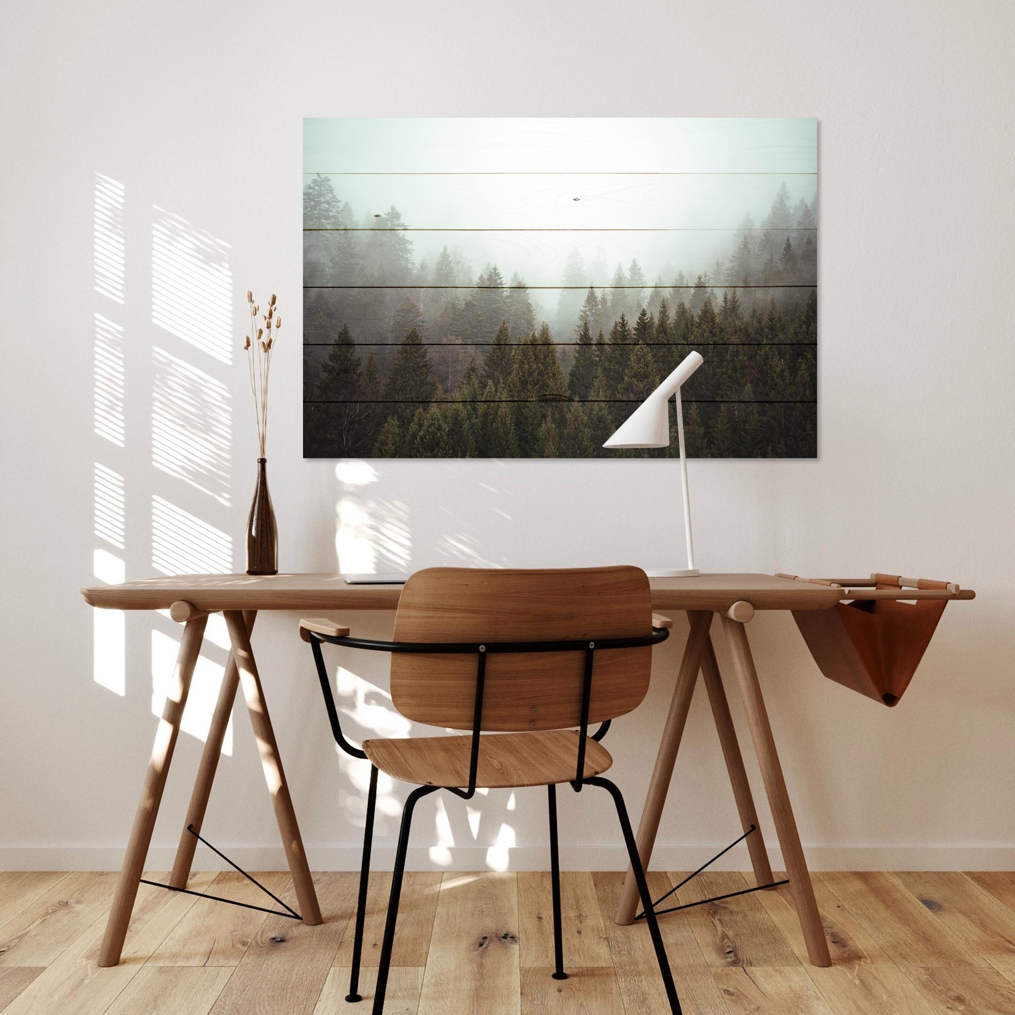 Obraz Wood Mlžný Jehličnatý Les-70x90 cm