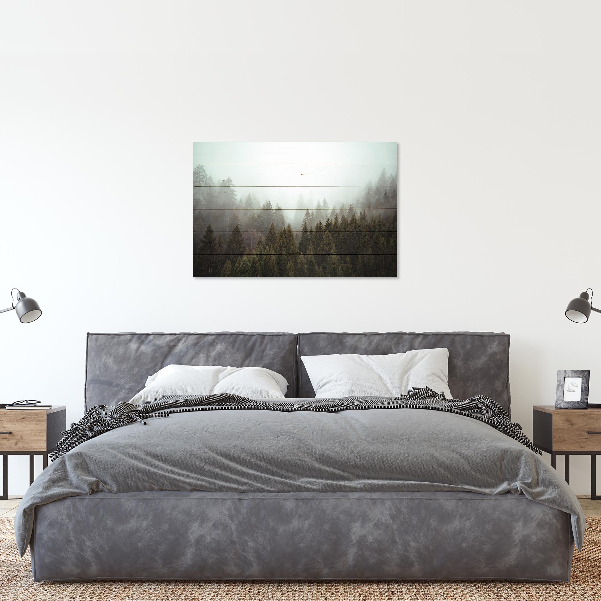 Obraz Wood Mlžný Jehličnatý Les-50x70 cm