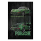 Obraz Wood Zelené Porsche-30x40 cm