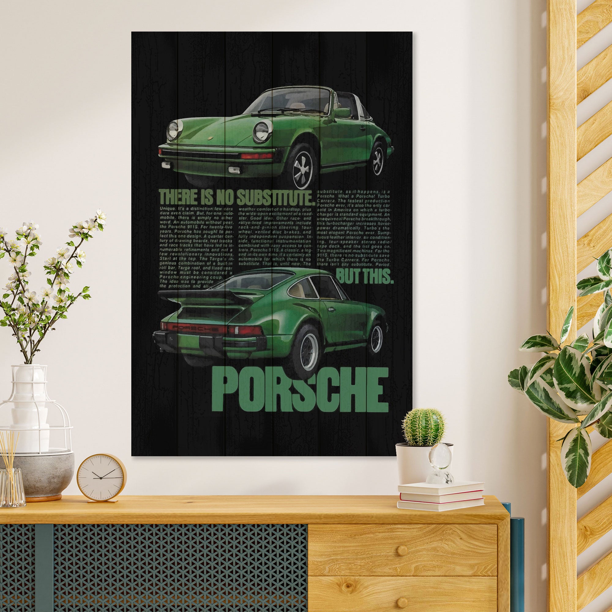 Obraz Wood Green Porsche-70x90 cm