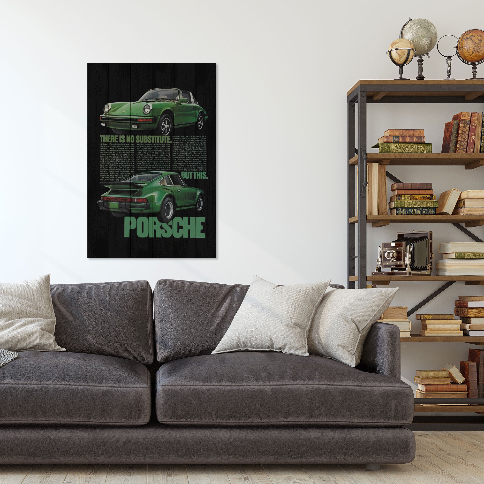 Obraz Wood Green Porsche-70x90 cm