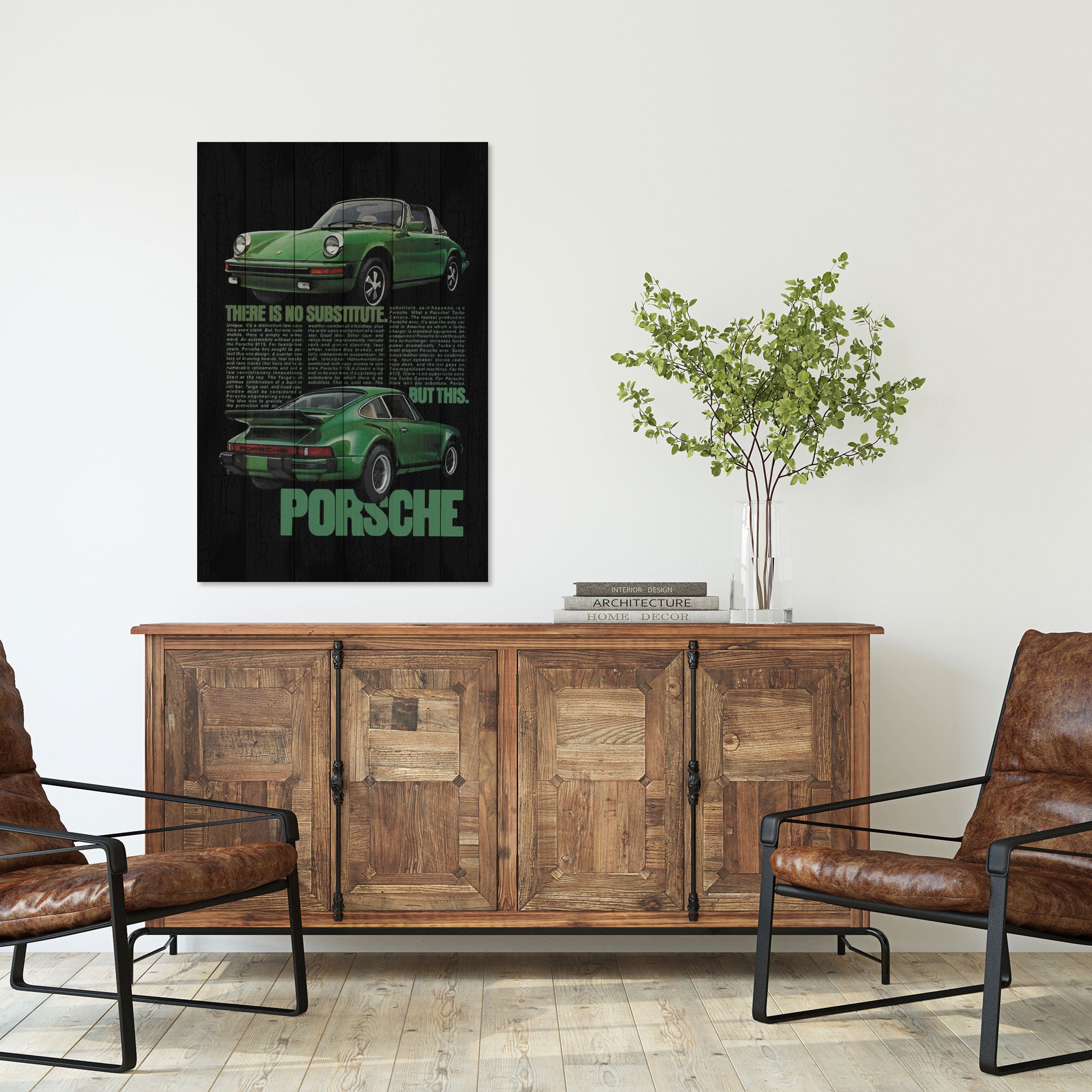 Obraz Wood Green Porsche-70x90 cm