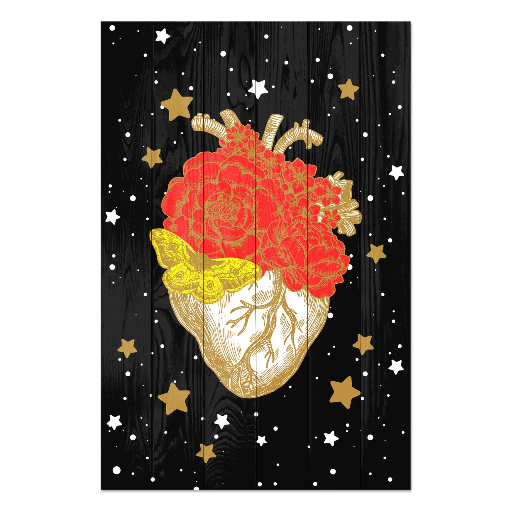 Obraz Wood Srdce v galaxii-30x40 cm