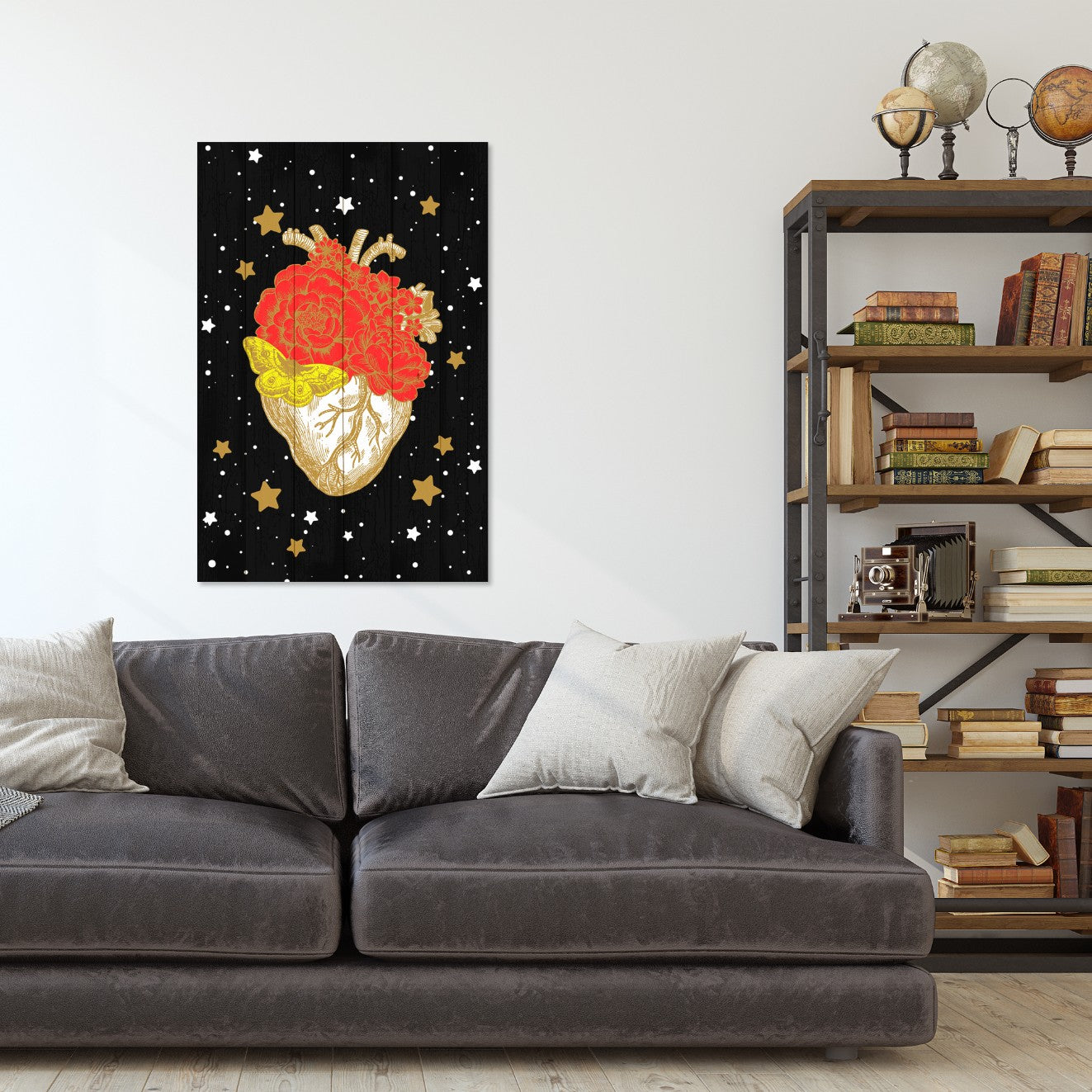 Obraz Wood Srdce v galaxii-30x40 cm