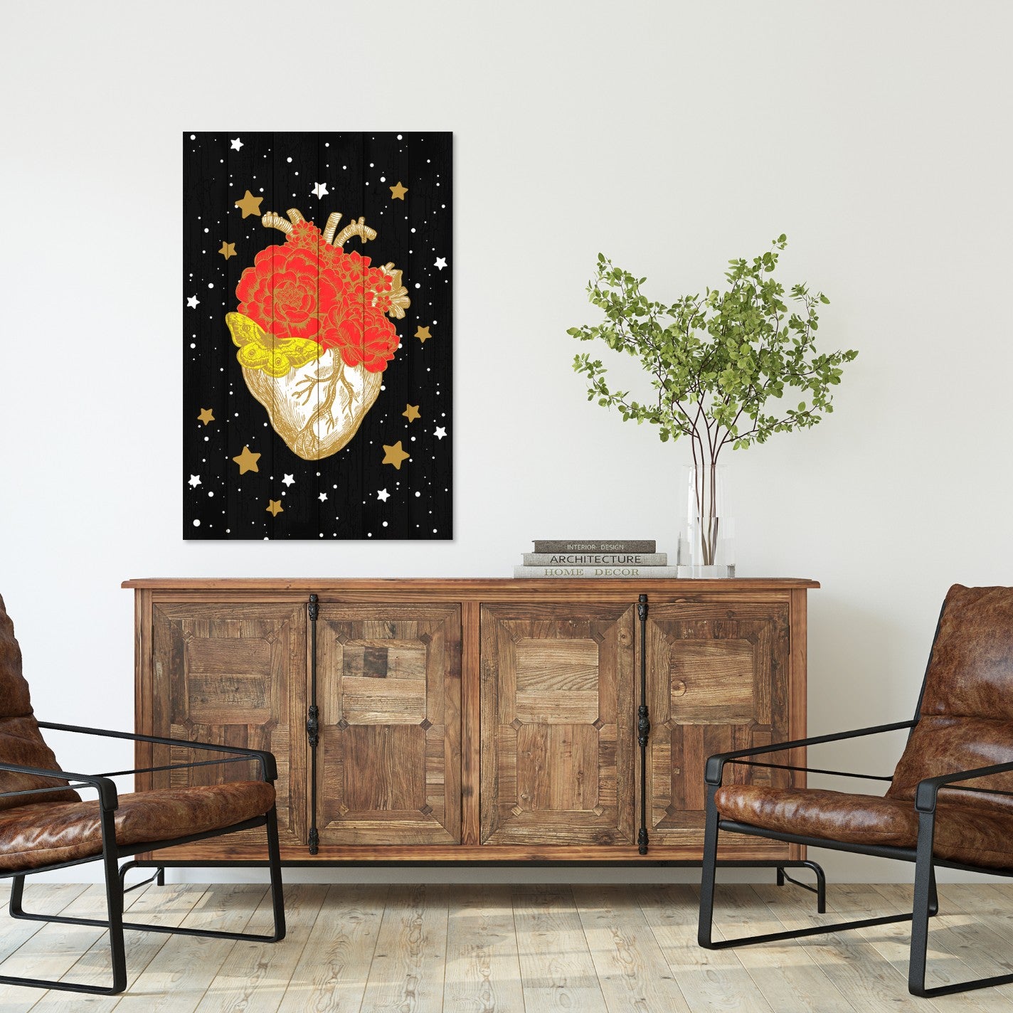 Obraz Wood Srdce v galaxii-20x30 cm