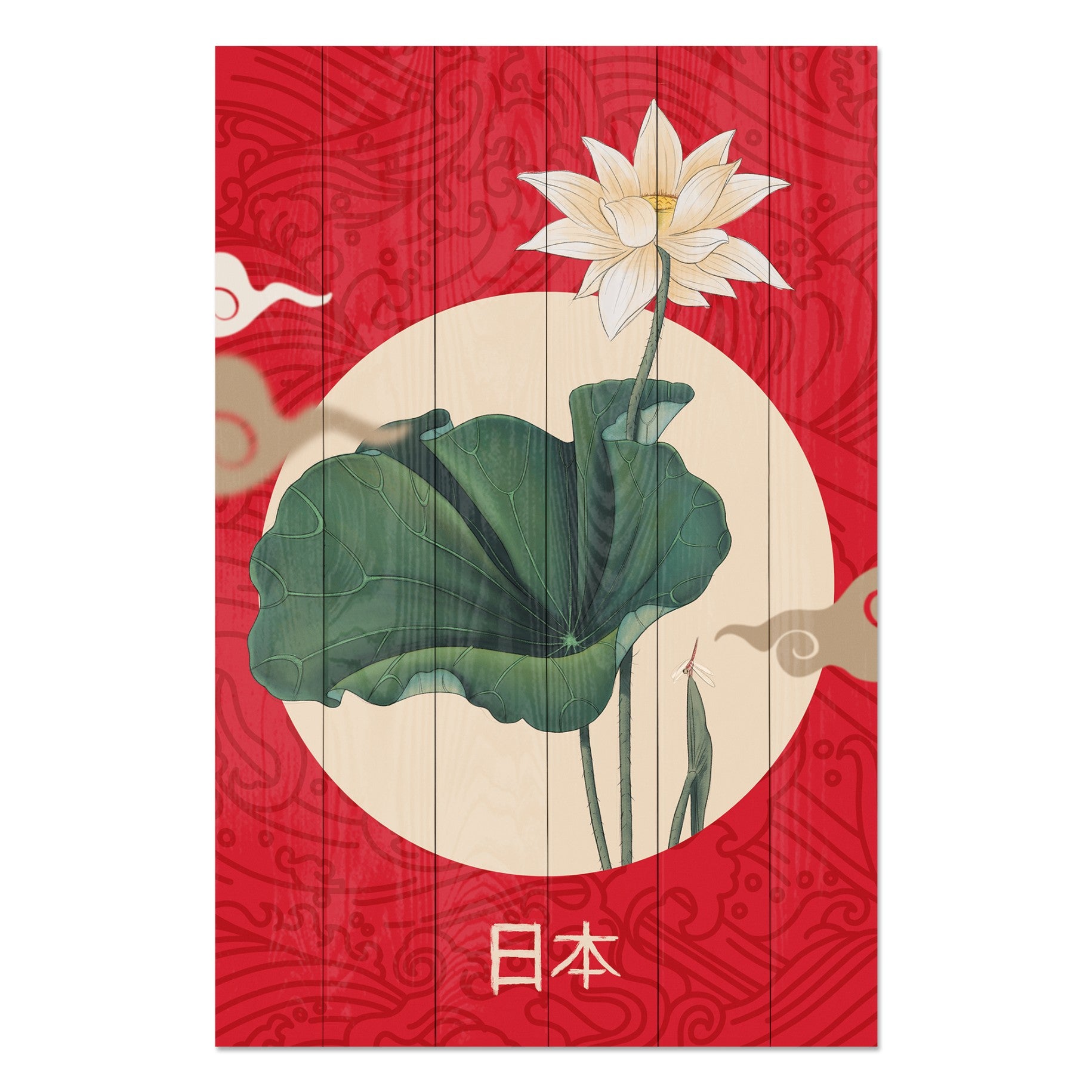 Obraz Wood Japanese Koláž Červená-50x70 cm