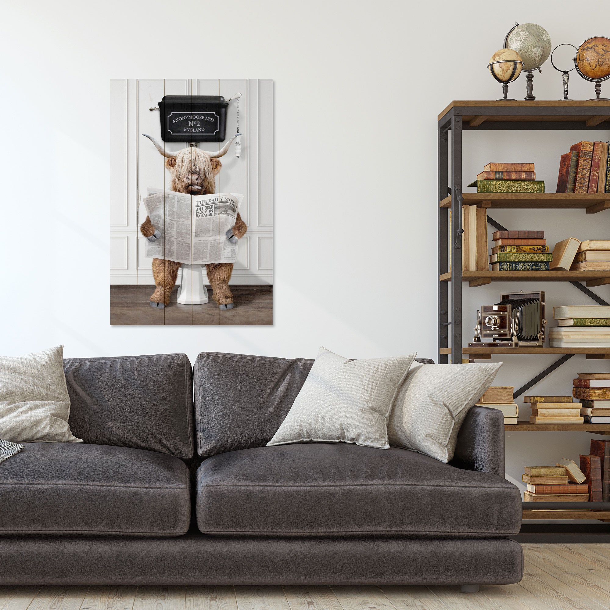 Obraz Wood Veselé Zvíře s Novinami-20x30 cm