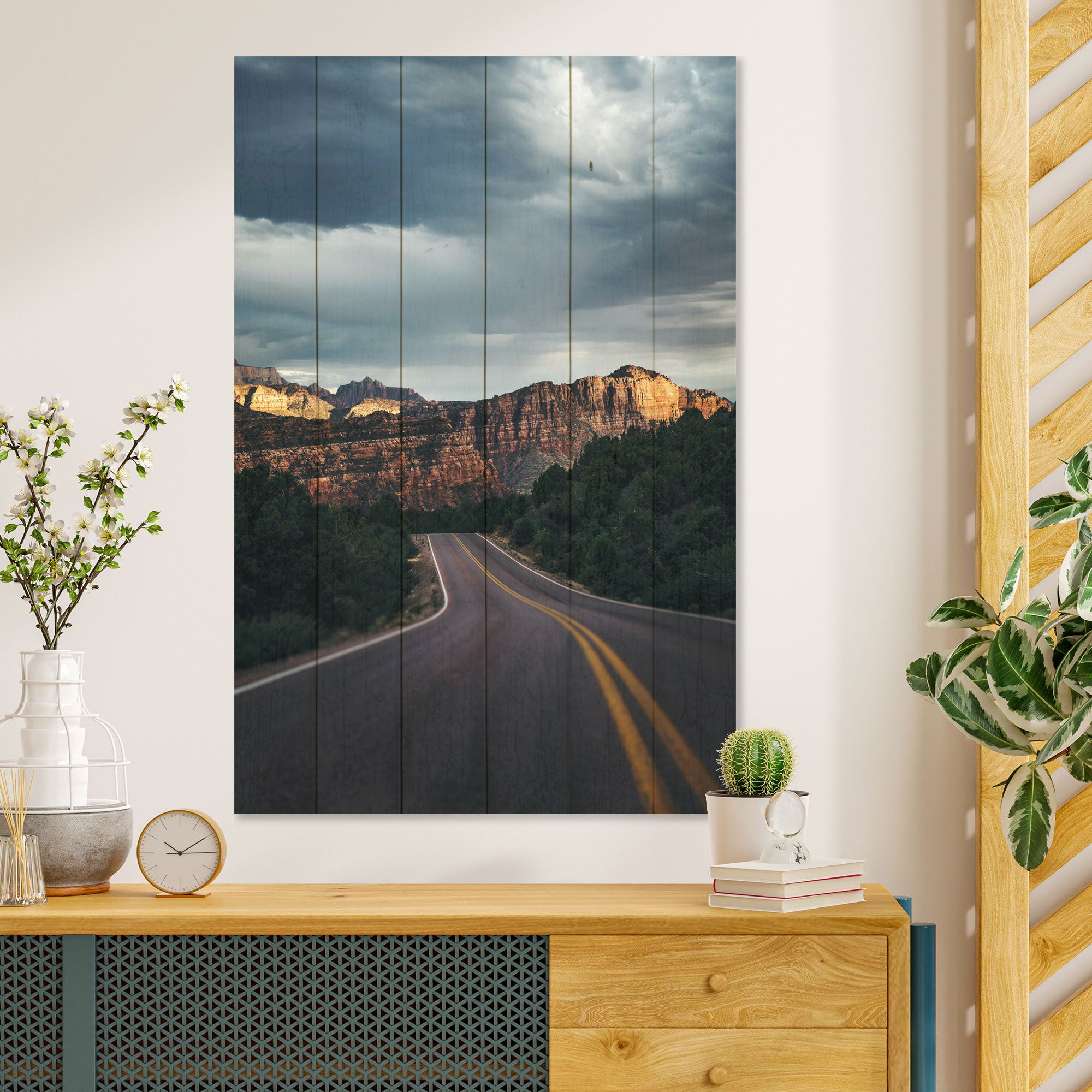 Obraz Wood Malebná cesta v horách-60x90 cm