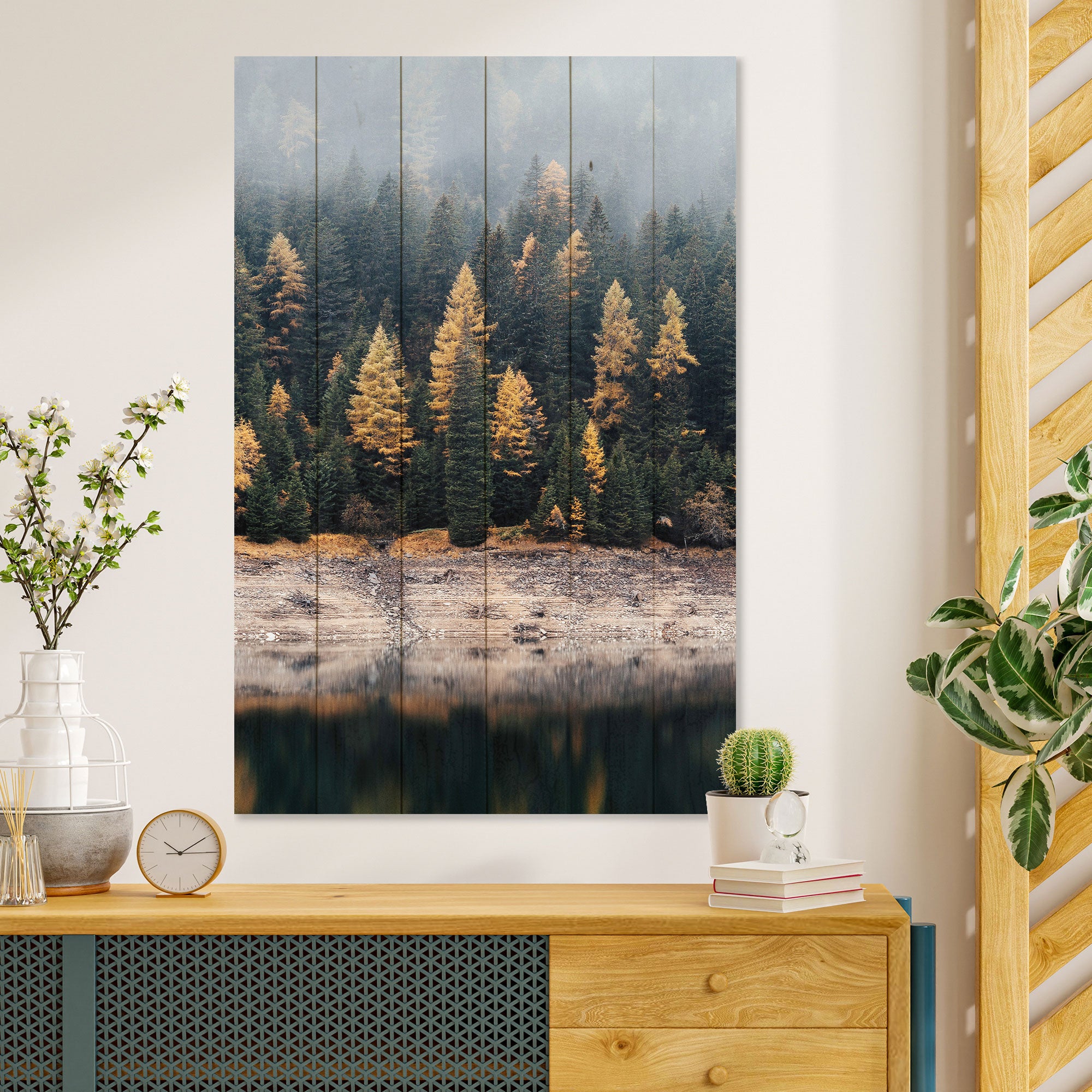 Obraz Wood Mlžný les-20x30 cm