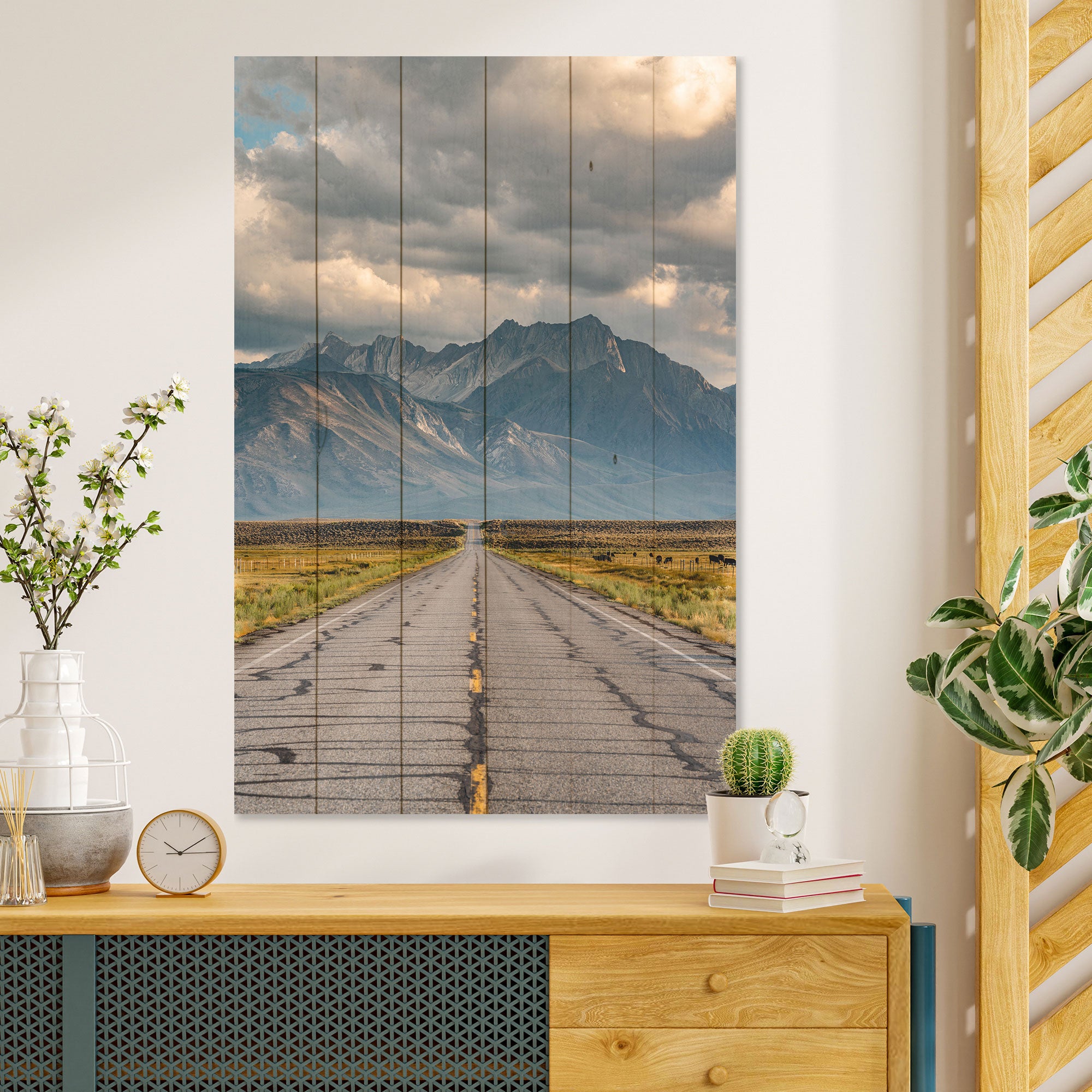 Wood Picture Long Road-30x40 cm