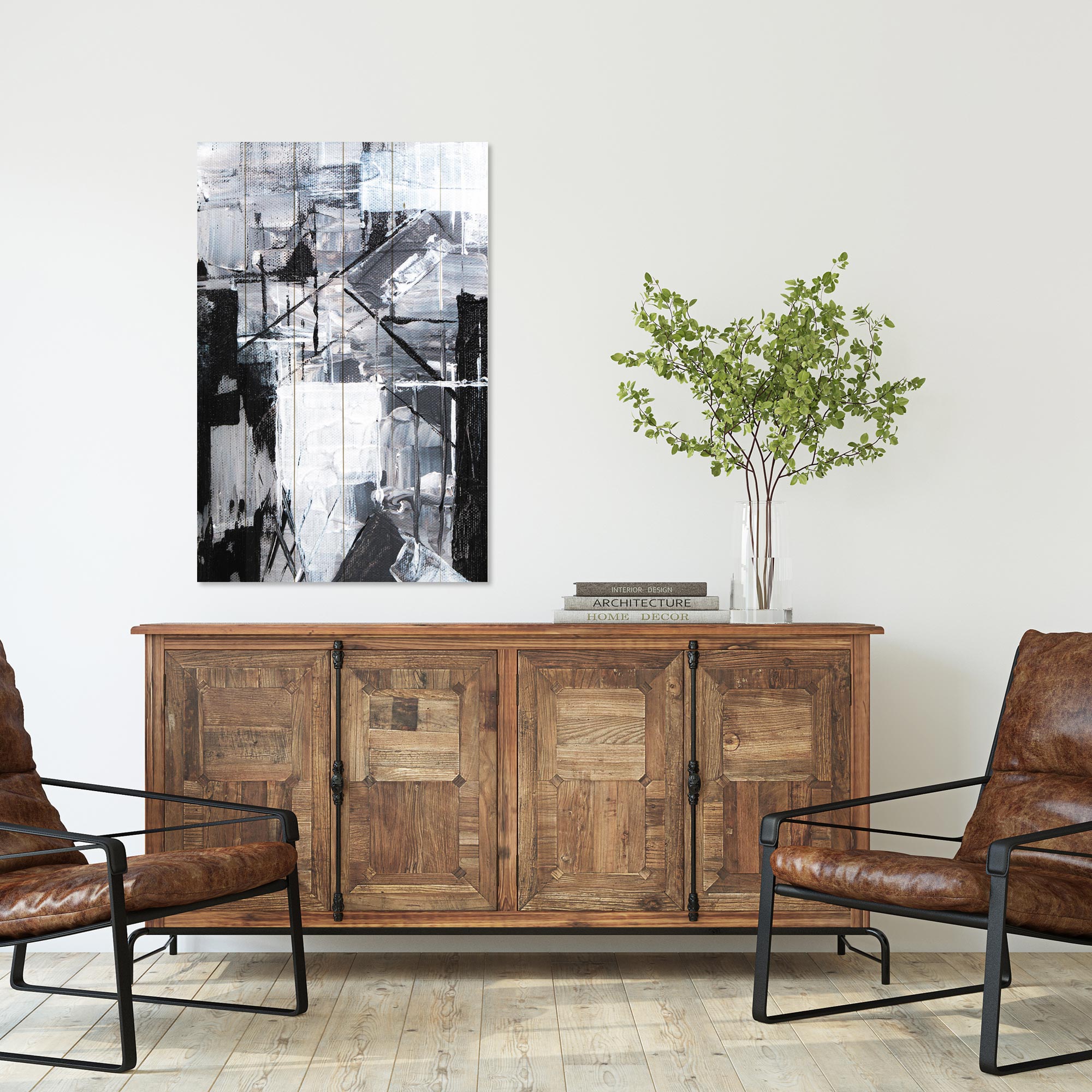 Wood Picture Geometric Shapes-50x70 cm