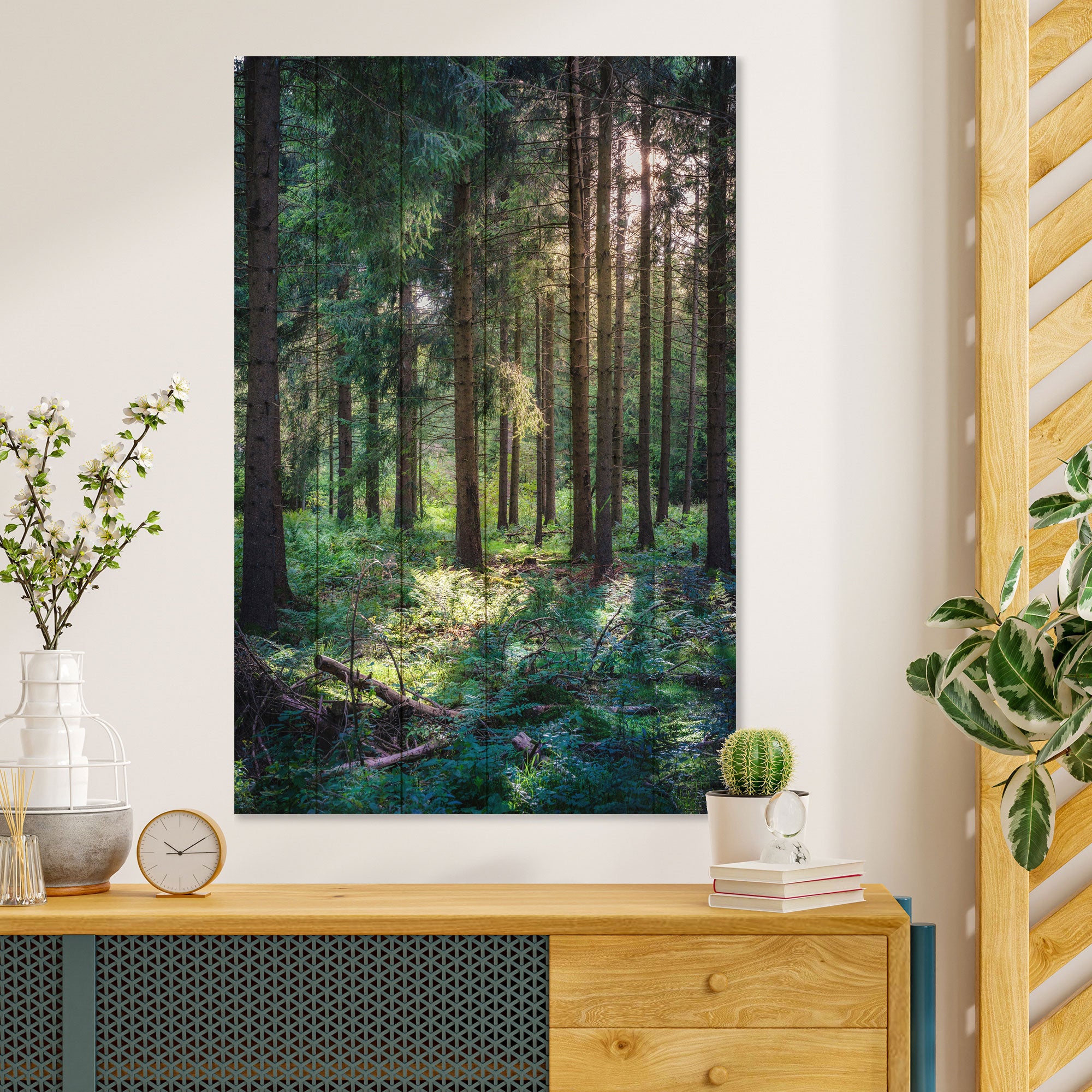 Obraz Wood Les ráno-20x30 cm