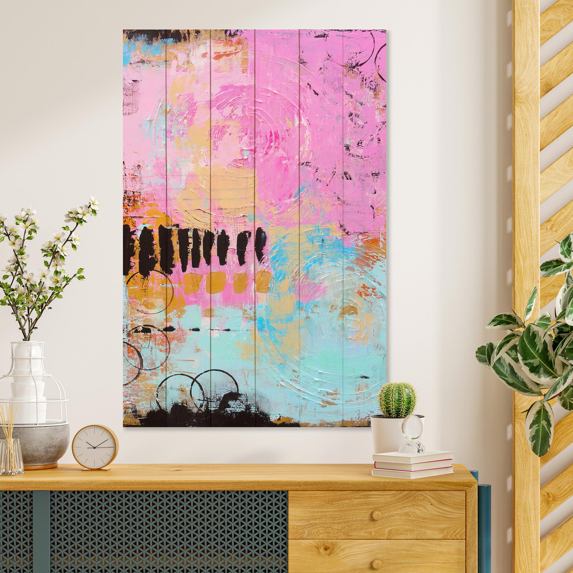 Obraz Wood Colorful Brush Strokes-30x40 cm