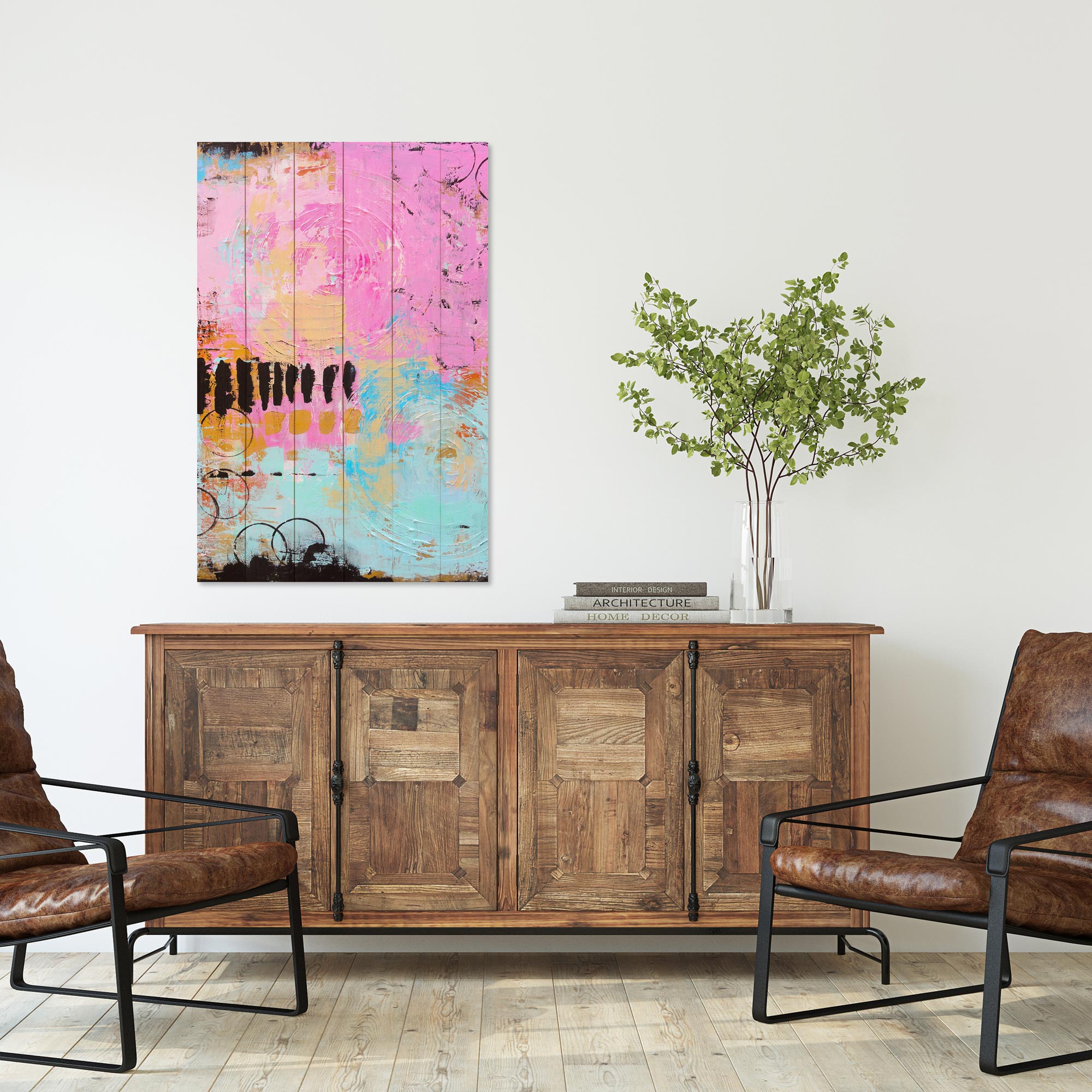Obraz Wood Colorful Brush Strokes-60x90 cm