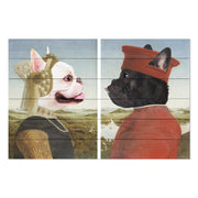 Obraz Wood Frenchie Frederico so ženou-20x30 cm