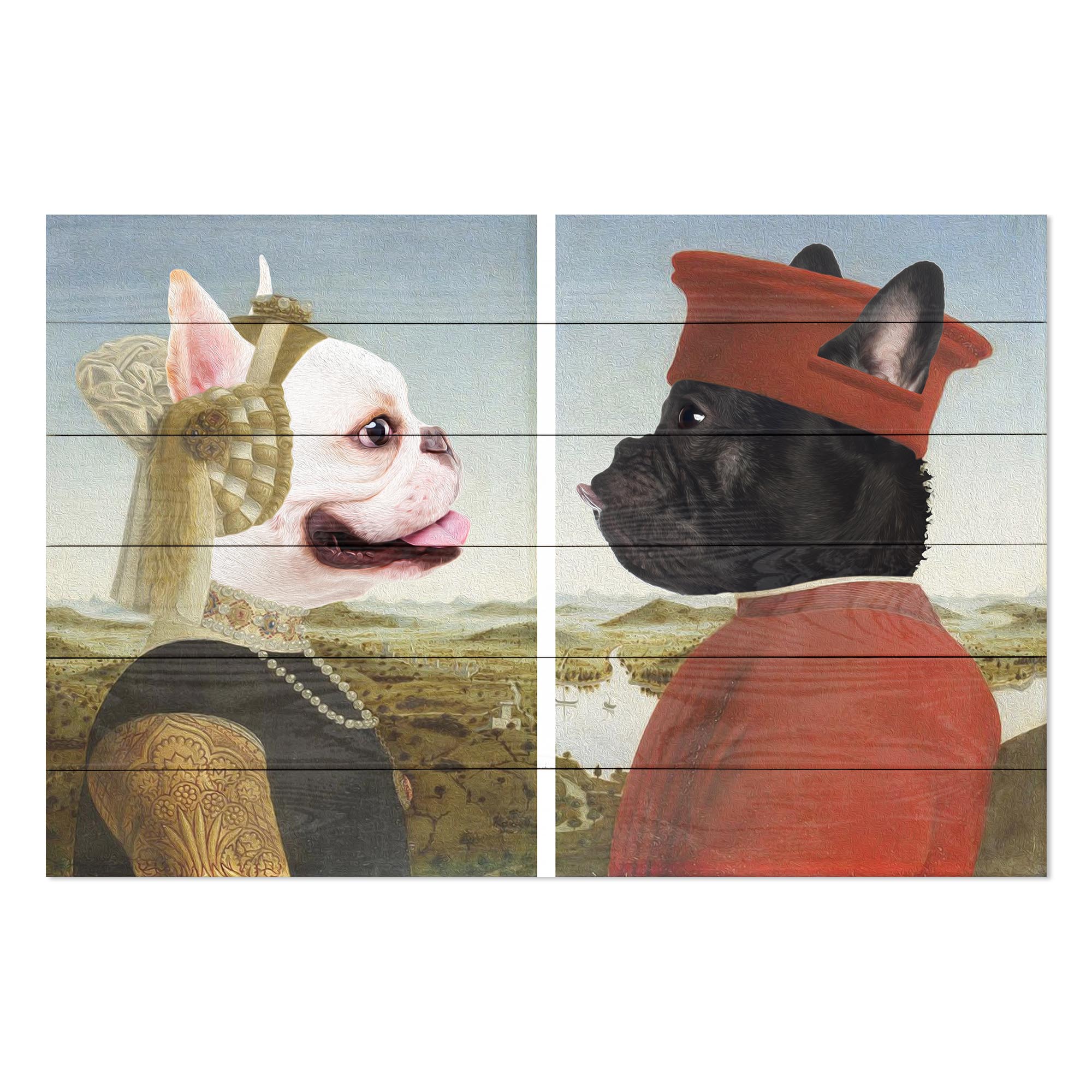 Wood Picture Frenchie Frederico With Wife
