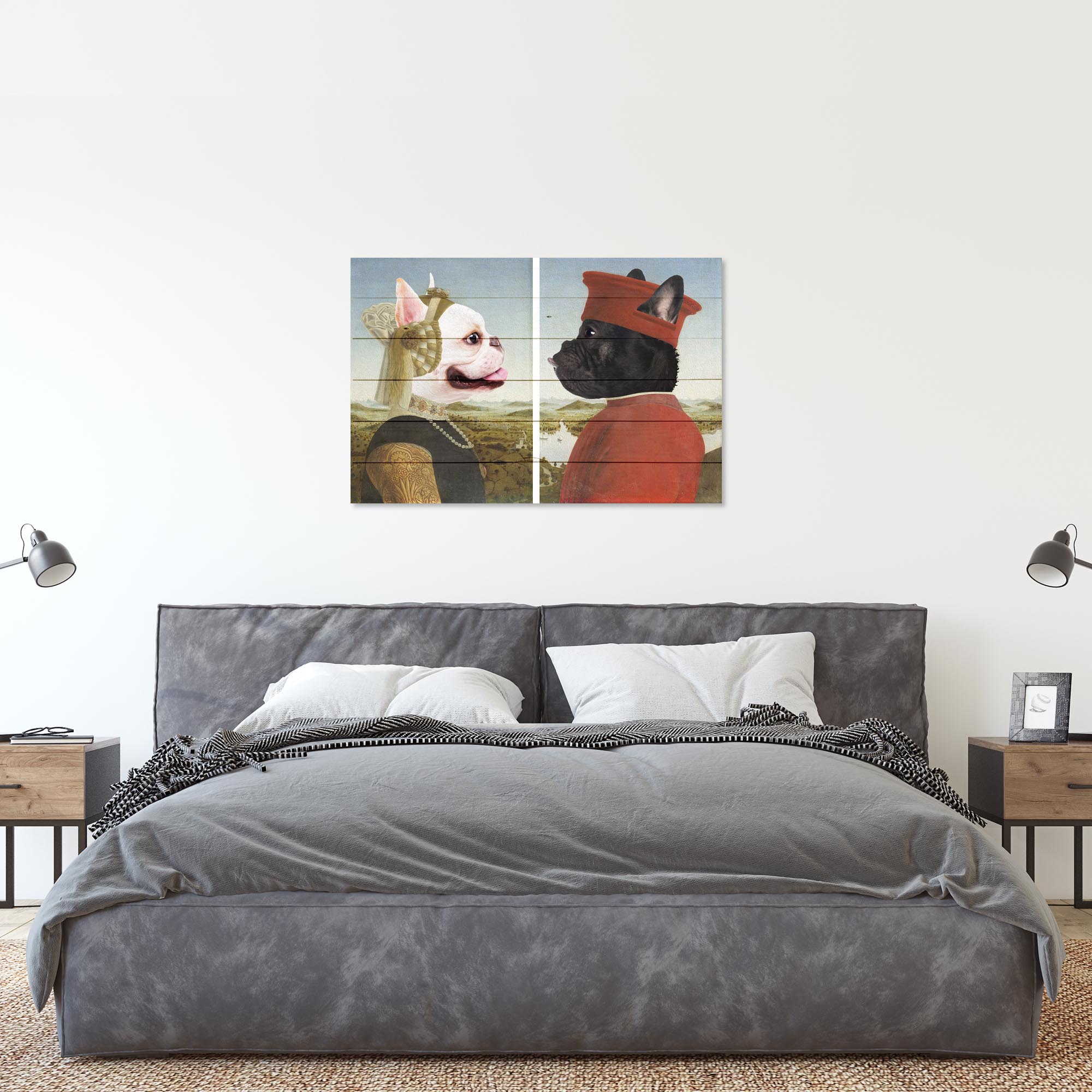 Wood Picture Frenchie Frederico With Wife