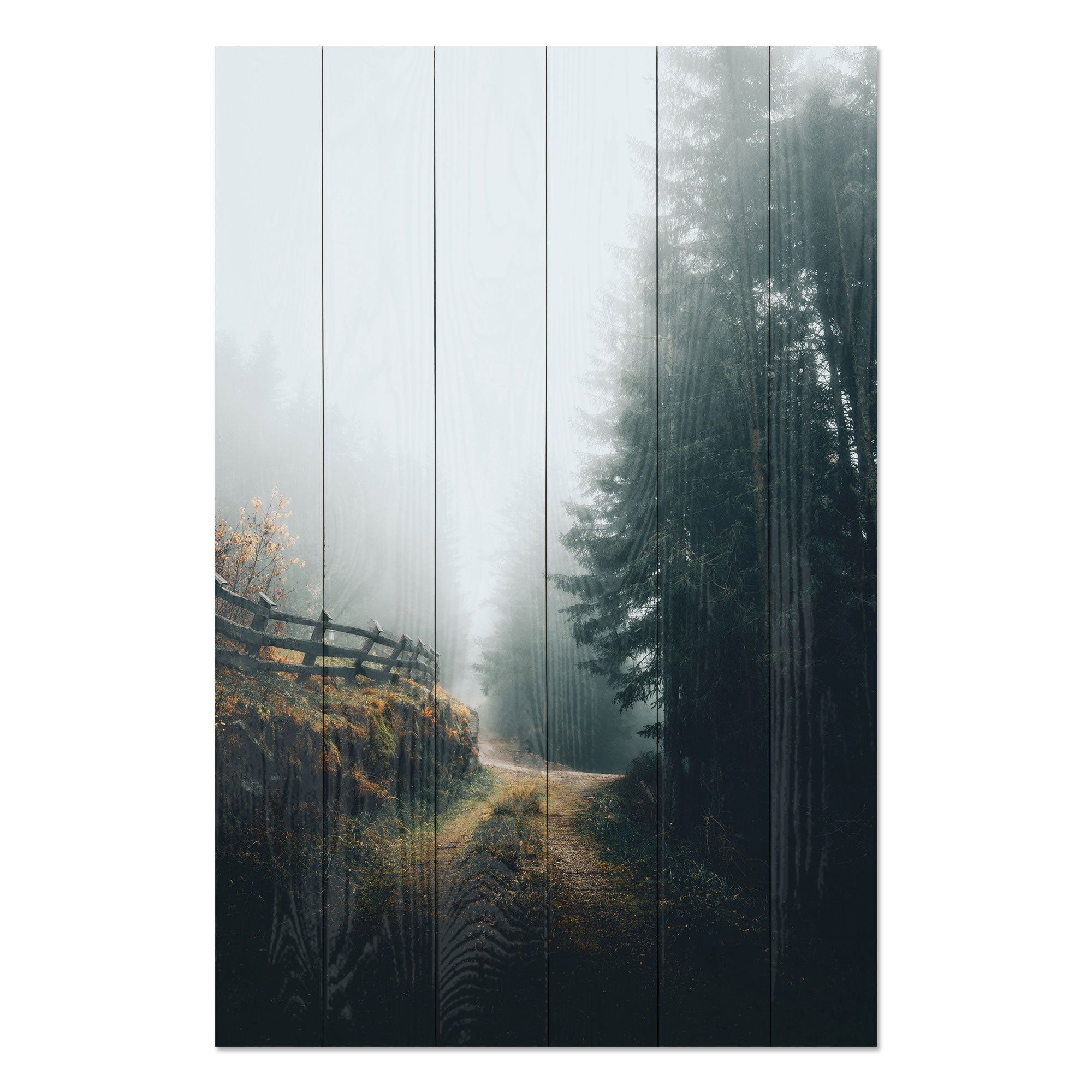 Wood Foggy Landscape Painting-20x30 cm