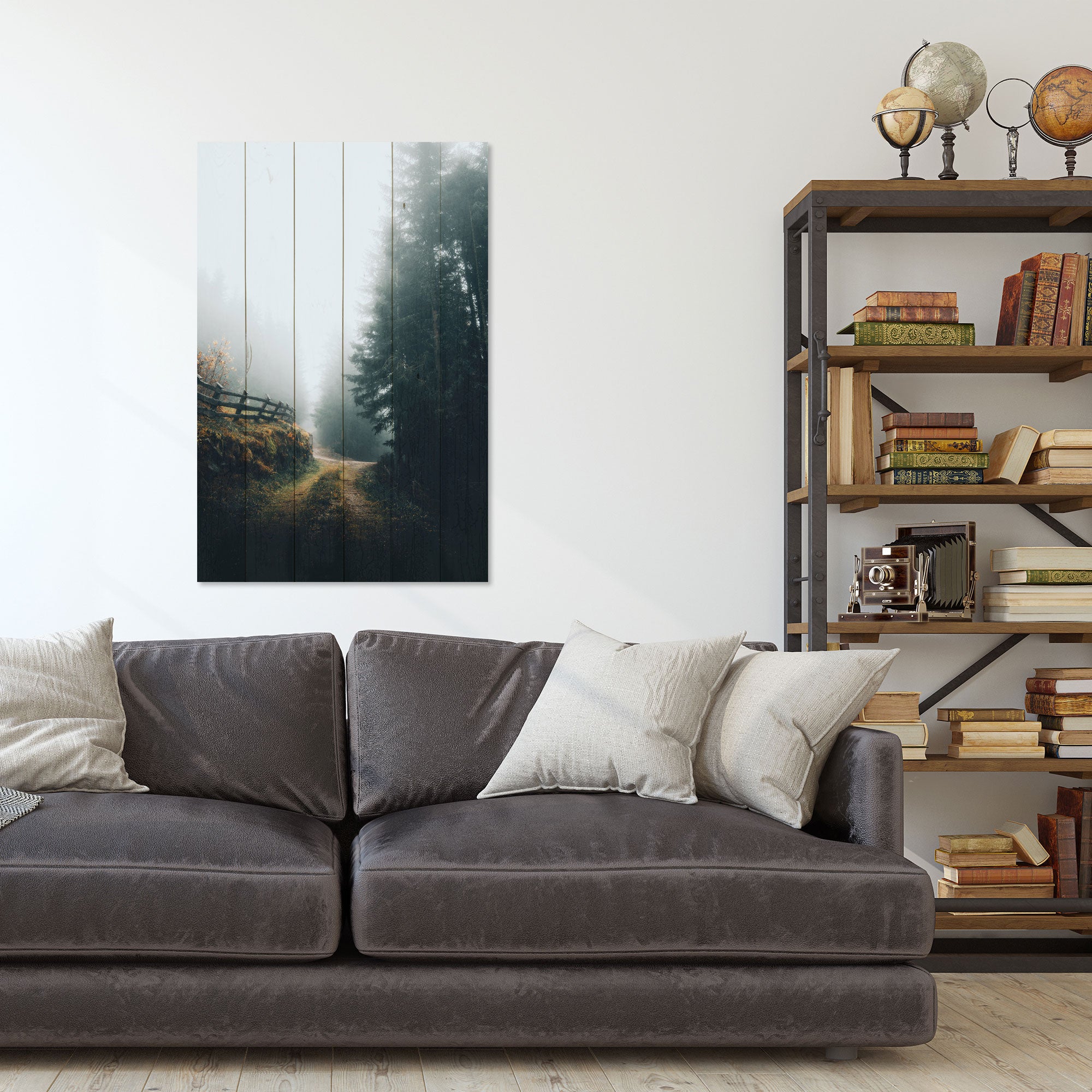 Wood Foggy Landscape Painting-20x30 cm