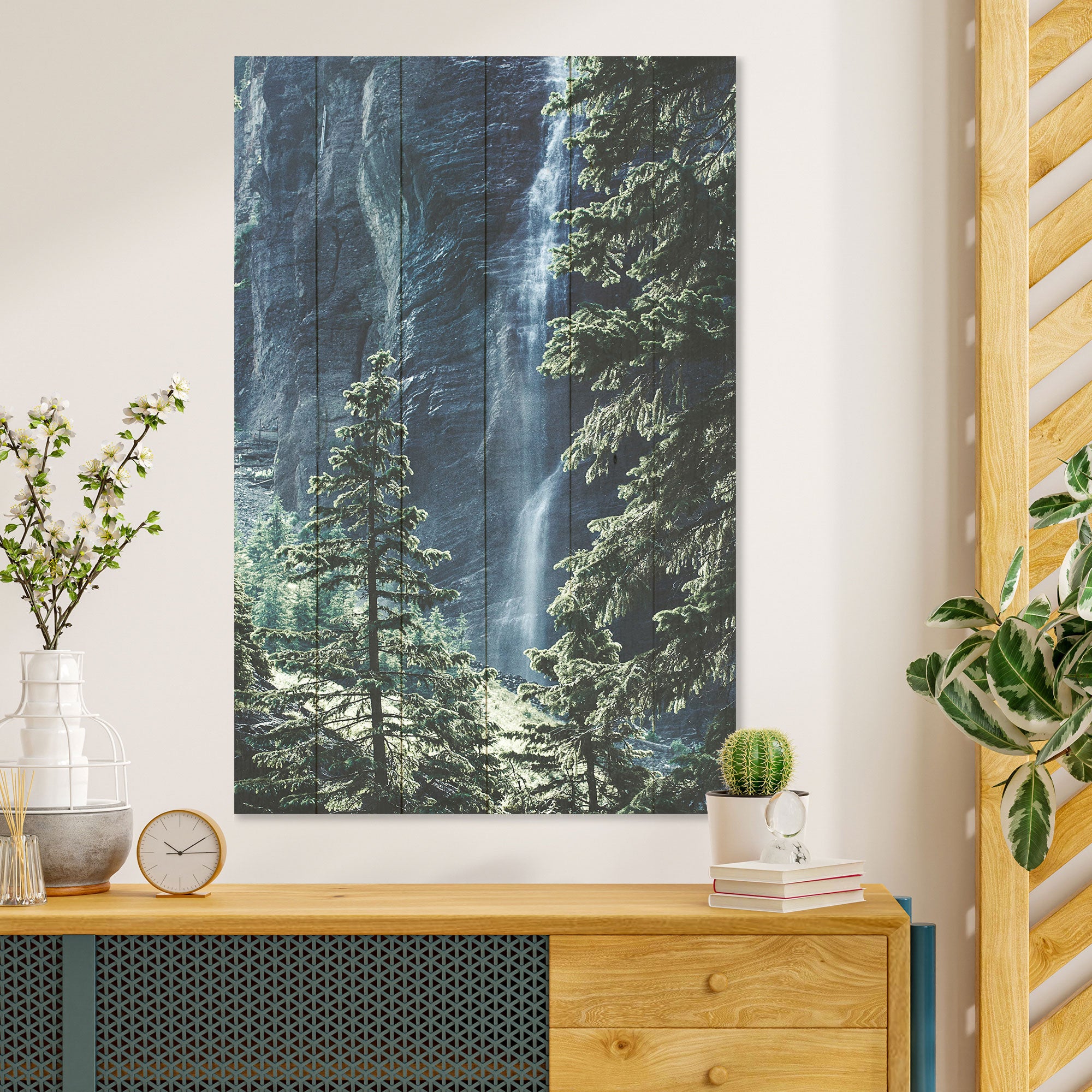 Wood Forest Waterfall Painting-30x40 cm