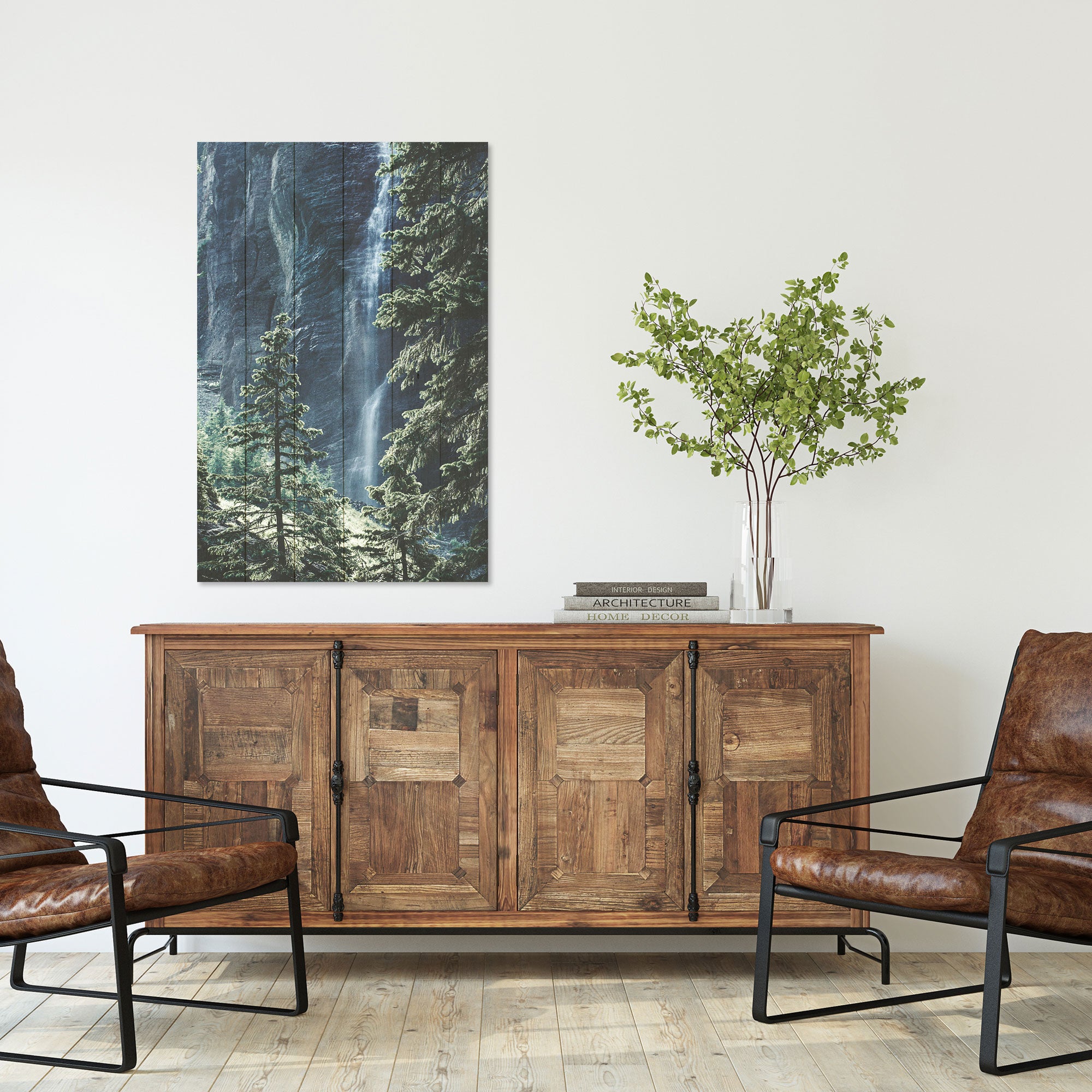 Wood Forest Waterfall Painting